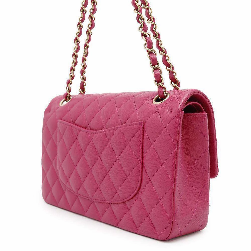CHANEL Matelasse W Flap ChainShoulder Bag PinkA01112 Caviar Leather Size 25