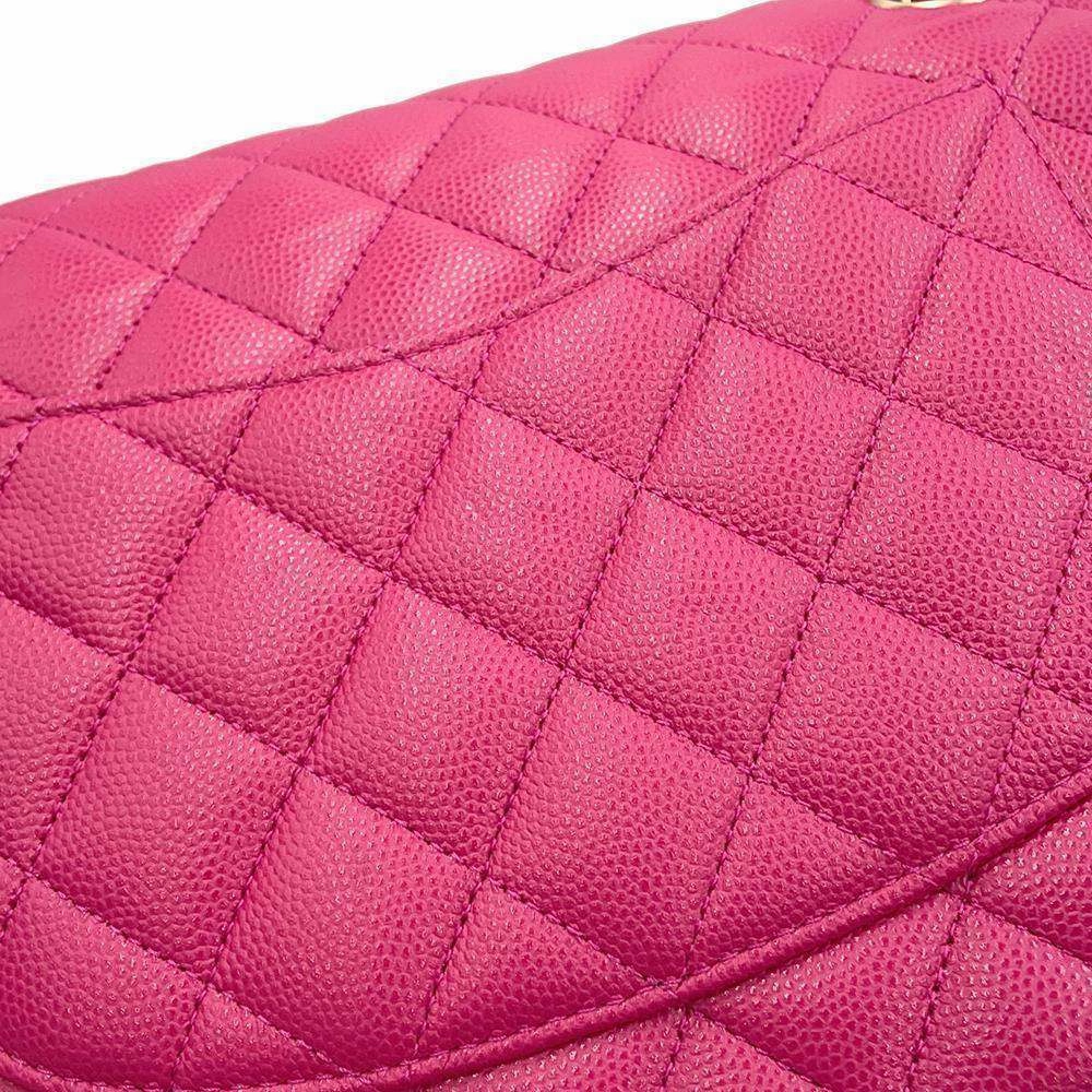 CHANEL Matelasse W Flap ChainShoulder Bag PinkA01112 Caviar Leather Size 25