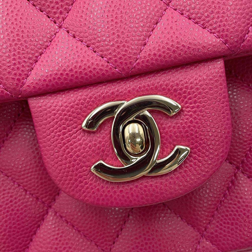 CHANEL Matelasse W Flap ChainShoulder Bag PinkA01112 Caviar Leather Size 25