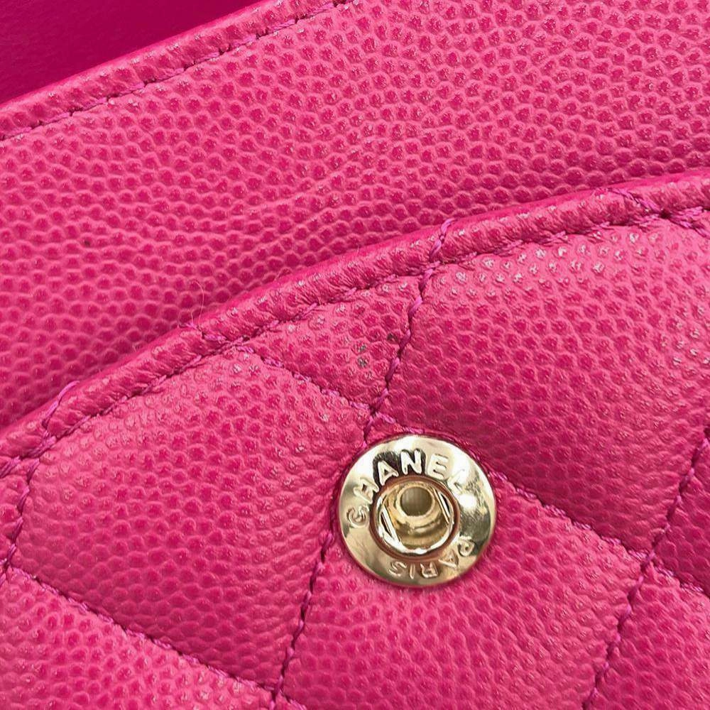 CHANEL Matelasse W Flap ChainShoulder Bag PinkA01112 Caviar Leather Size 25