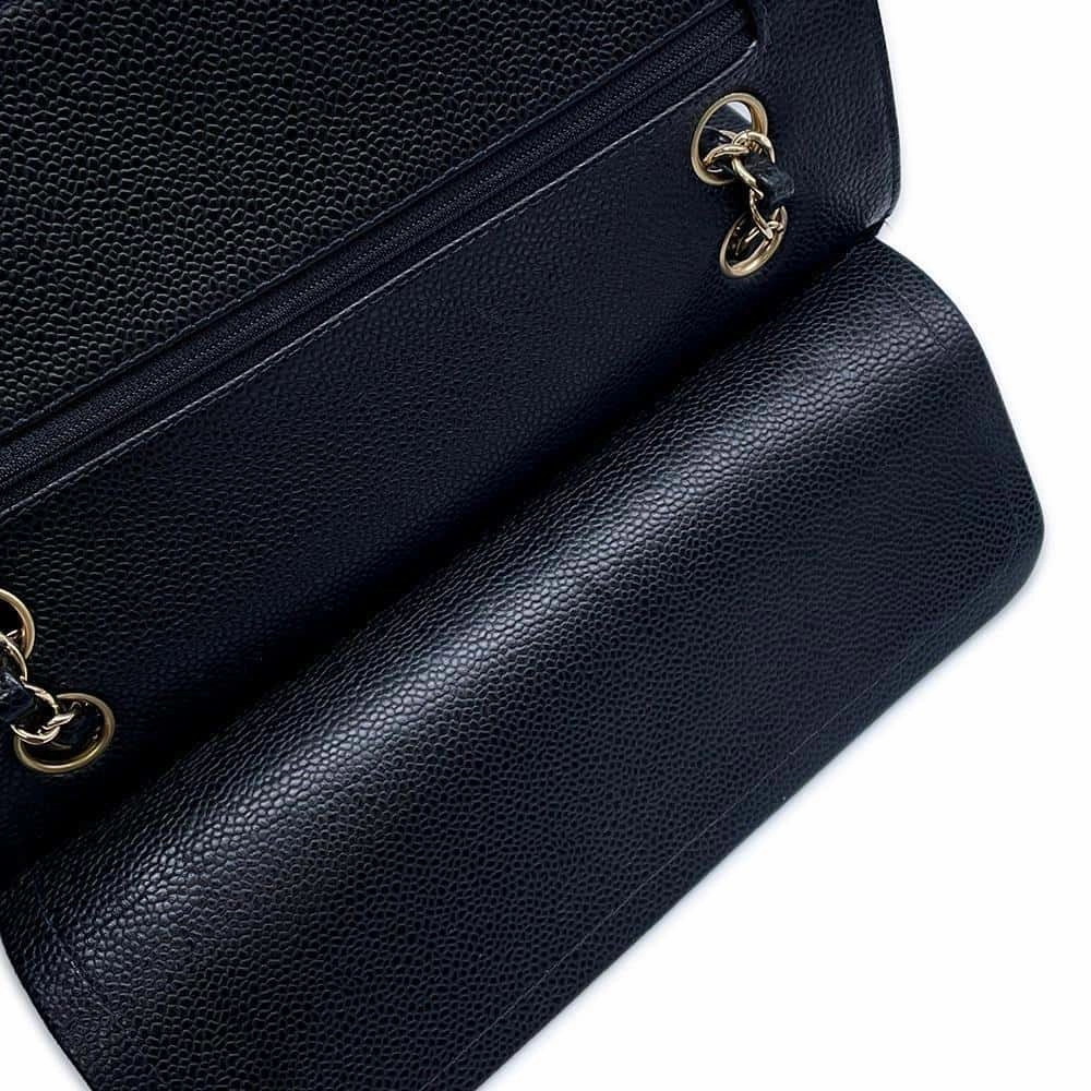 CHANEL Matelasse WChainShoulder Bag BlackA01112 Caviar Leather Size 25