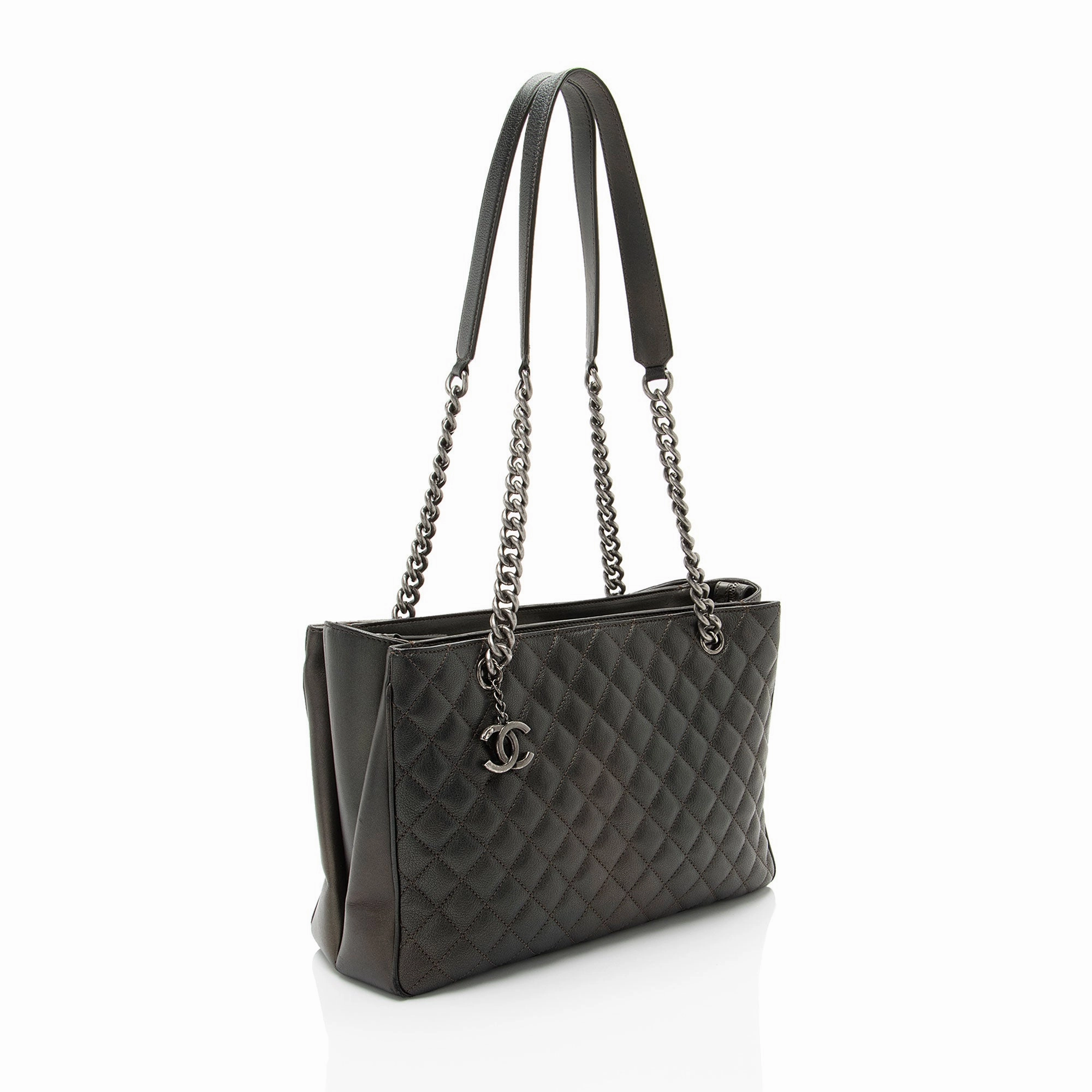 Chanel Metallic Caviar Leather Rock In Rome Medium Tote