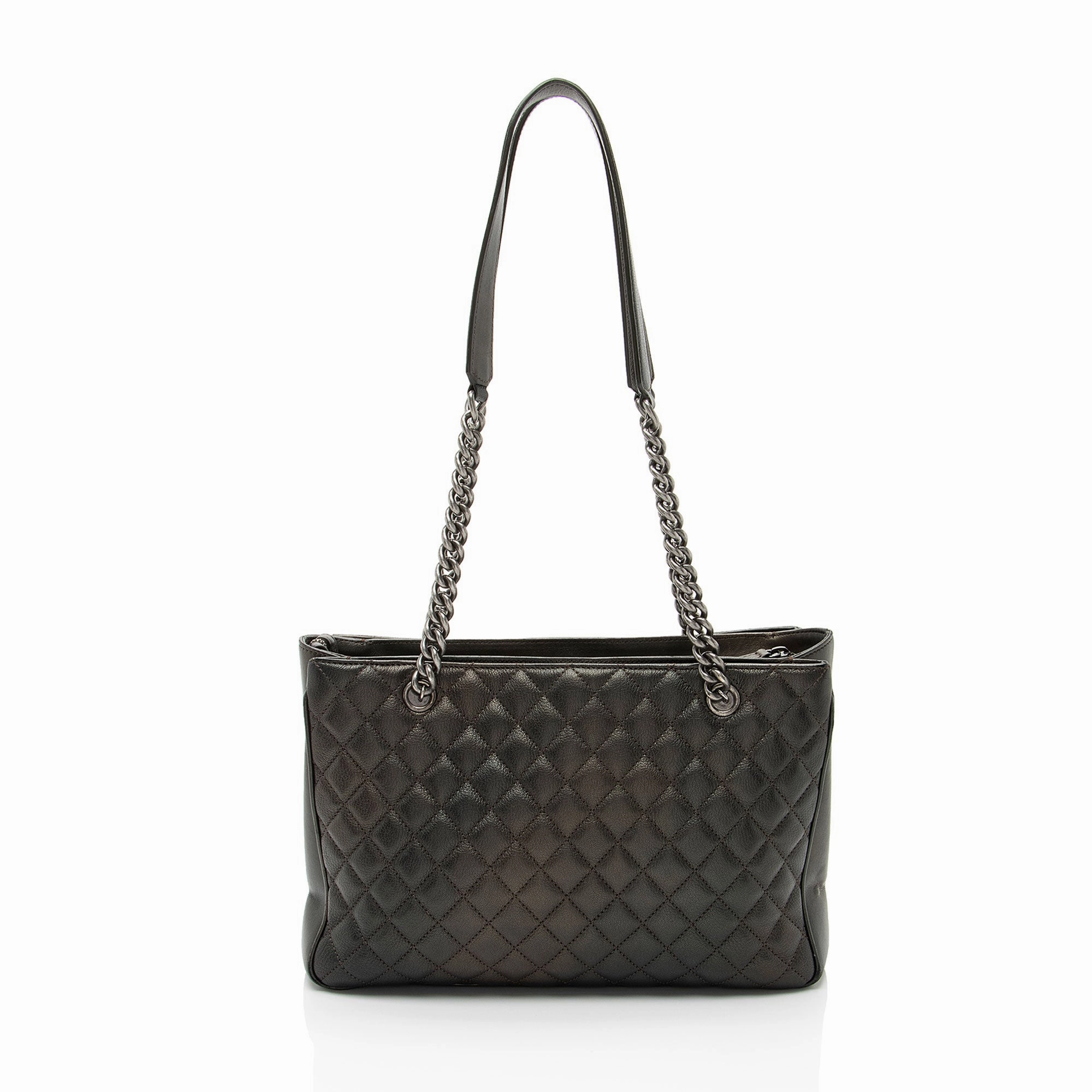 Chanel Metallic Caviar Leather Rock In Rome Medium Tote