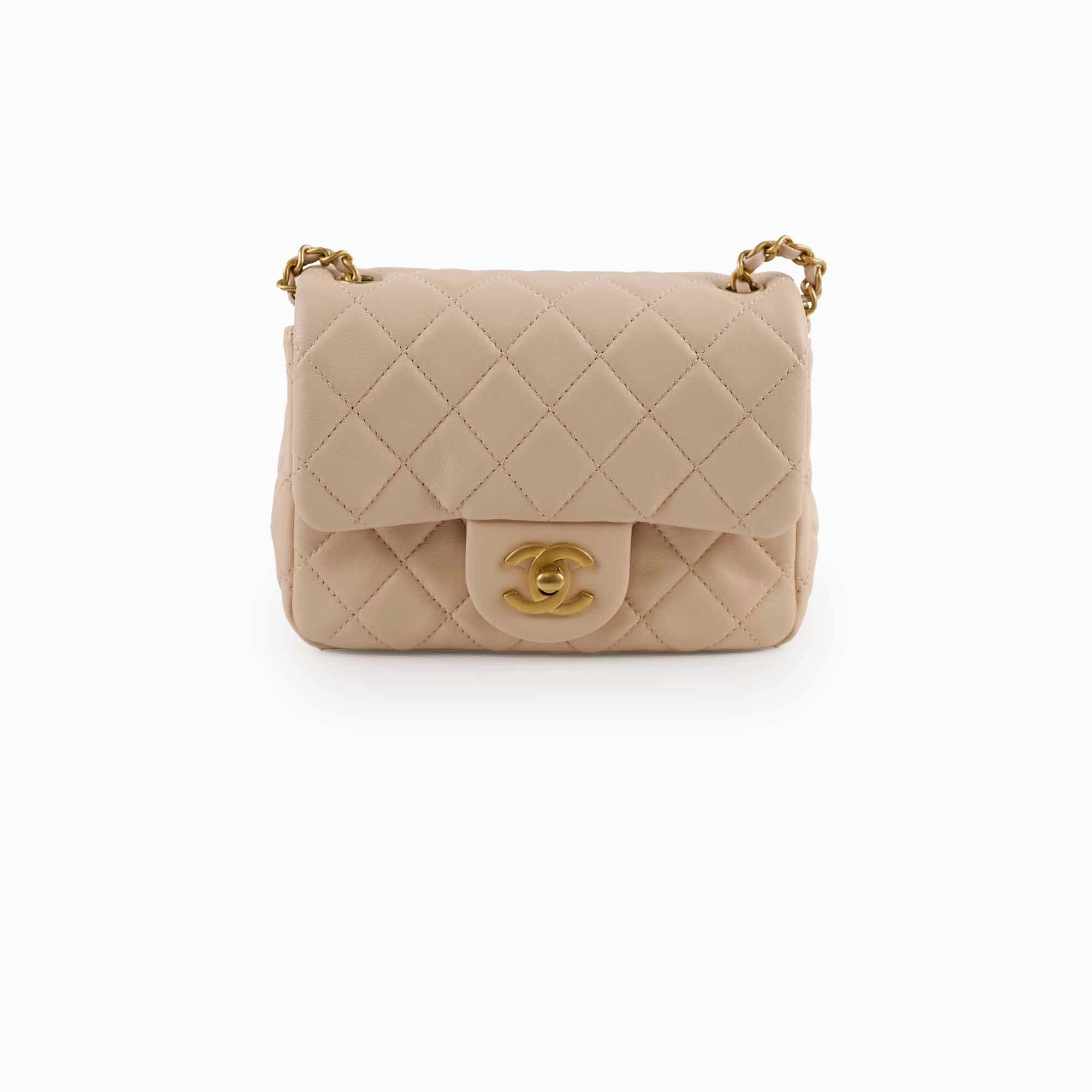 Chanel Mini Square Classic Flap Beige