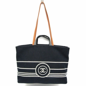 Chanel  Navy blue Leather Handbag Tote Bag (Pre-Owned)