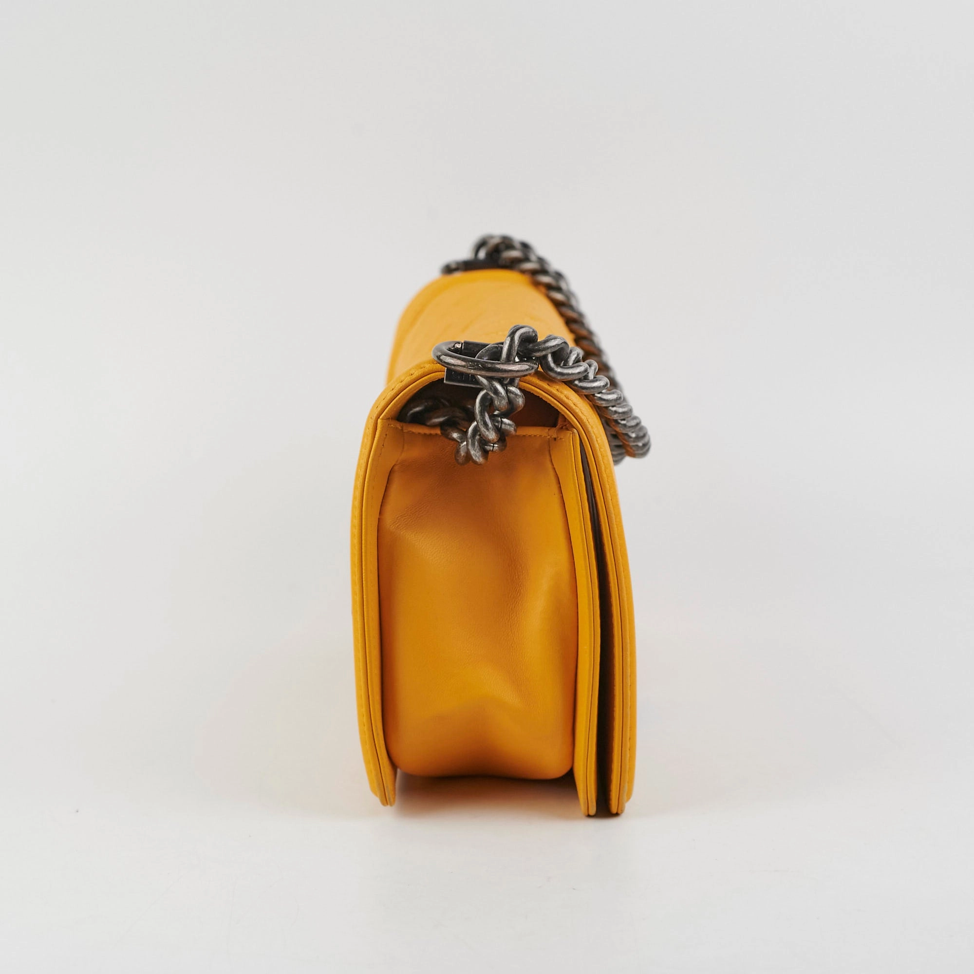 Chanel Old Medium Boy Bag Lambskin Yellow