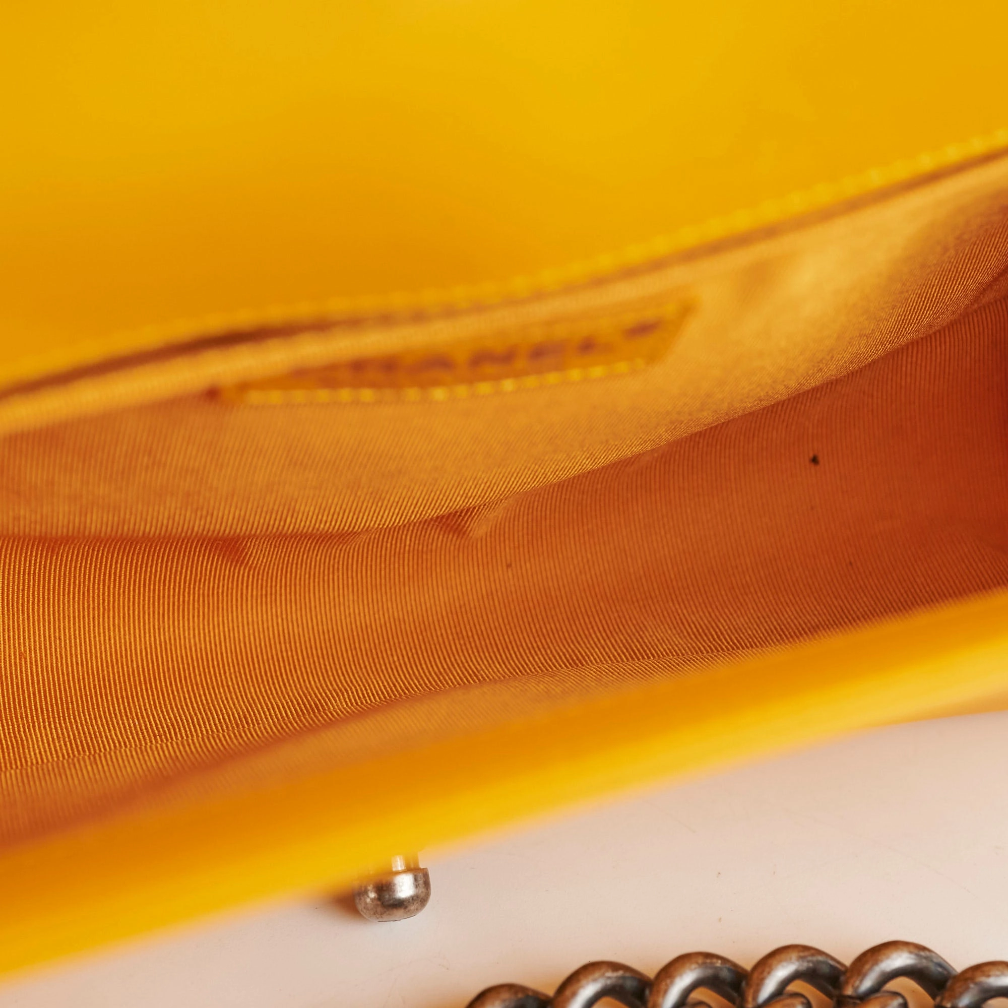 Chanel Old Medium Boy Bag Lambskin Yellow
