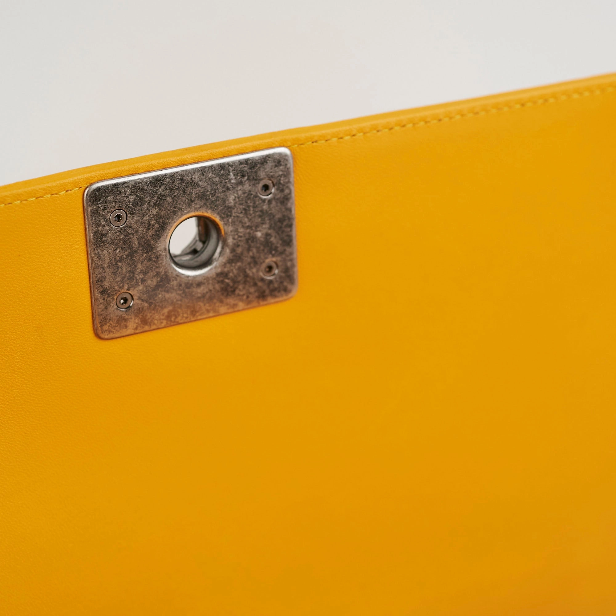 Chanel Old Medium Boy Bag Lambskin Yellow