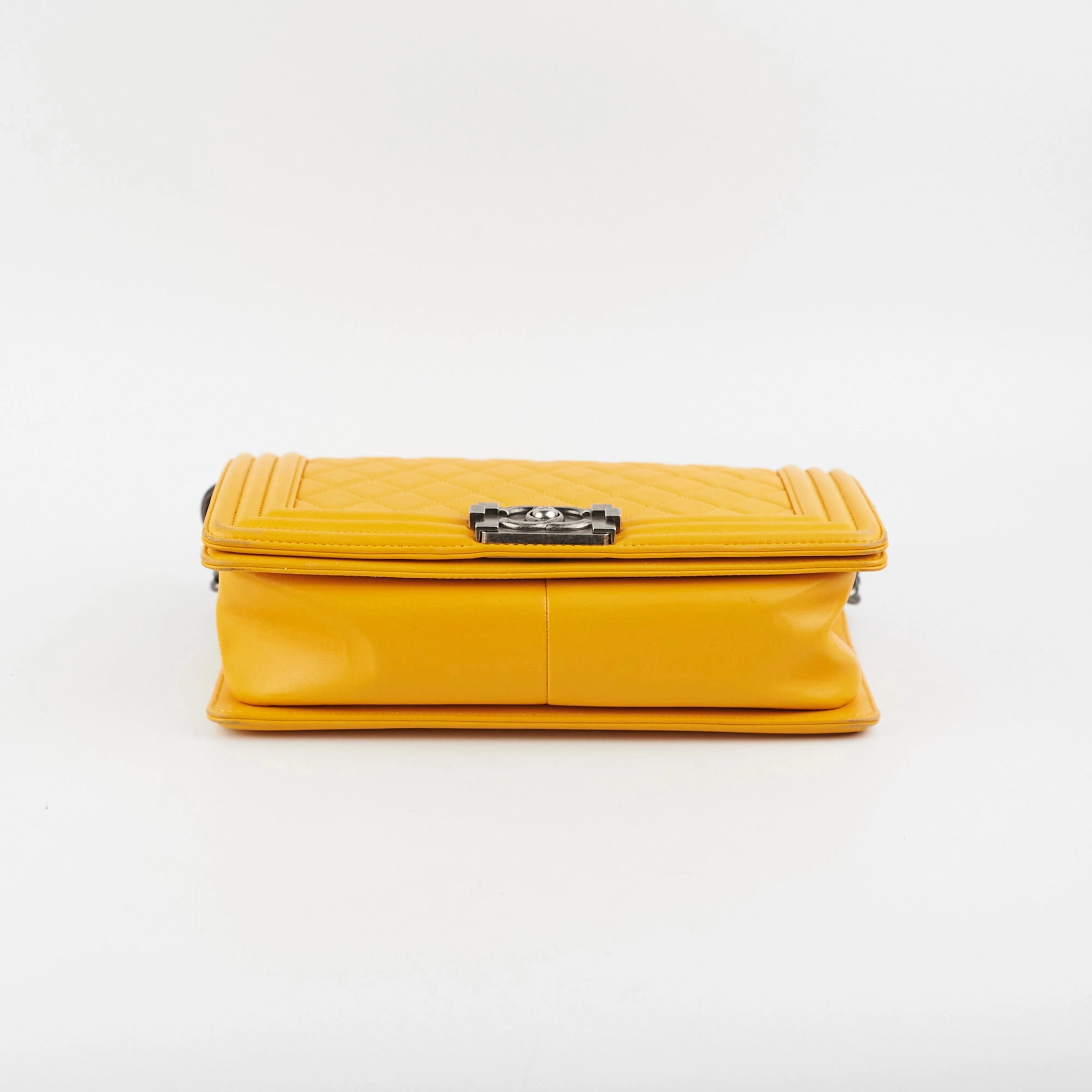 Chanel Old Medium Boy Bag Lambskin Yellow