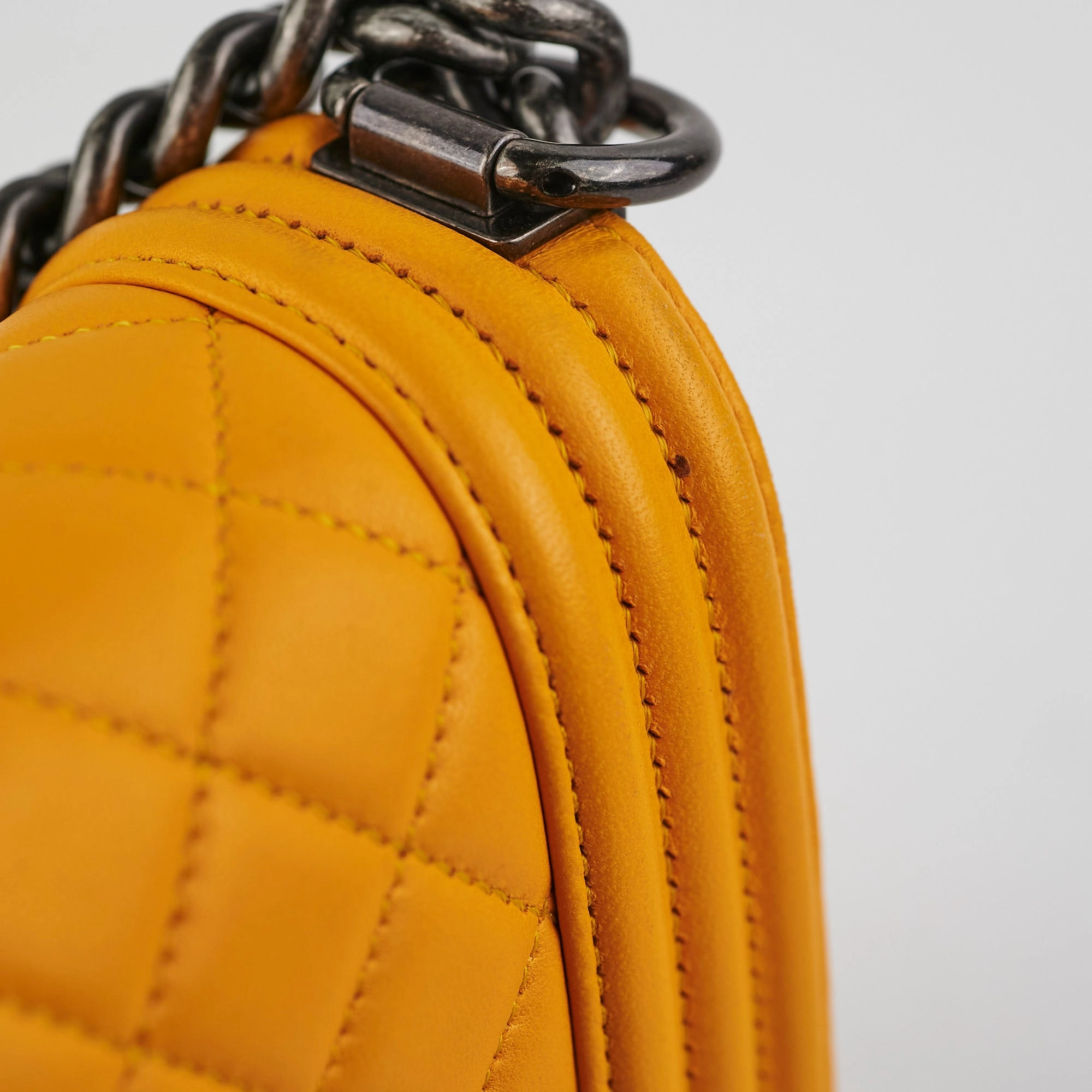 Chanel Old Medium Boy Bag Lambskin Yellow
