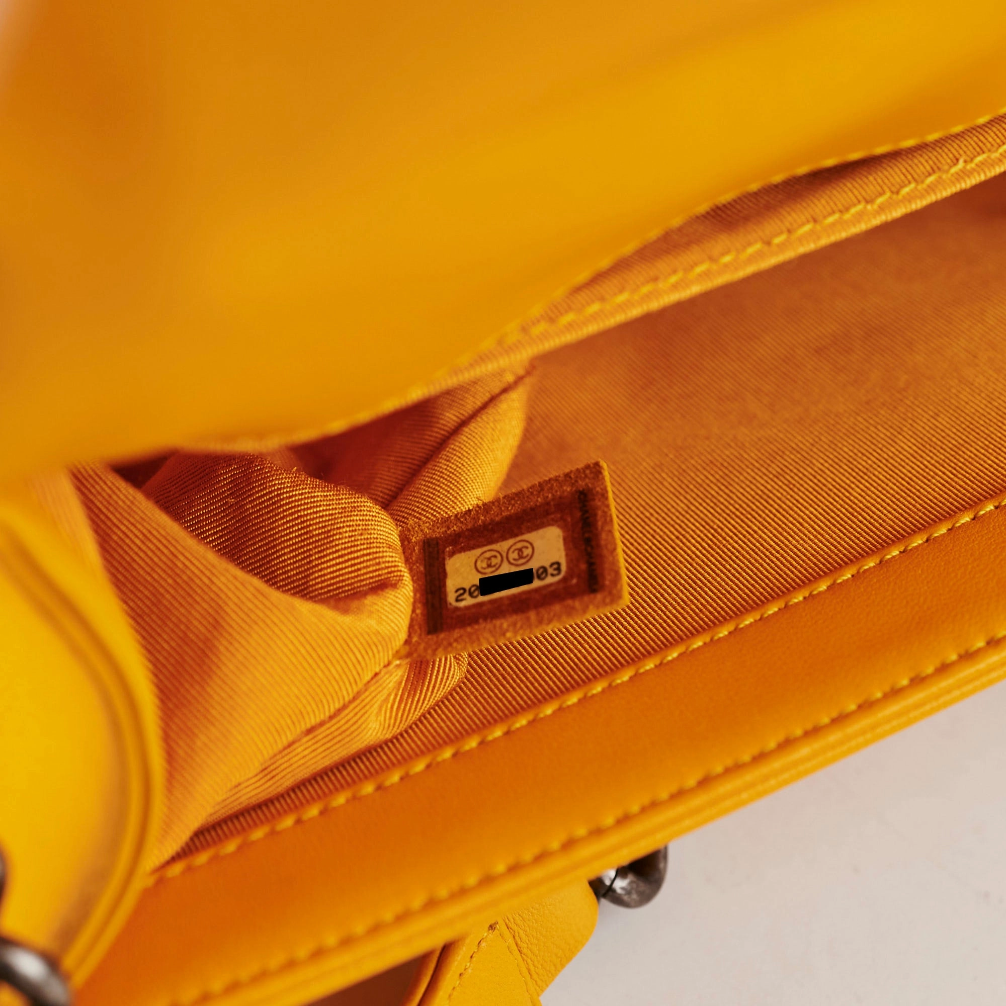 Chanel Old Medium Boy Bag Lambskin Yellow