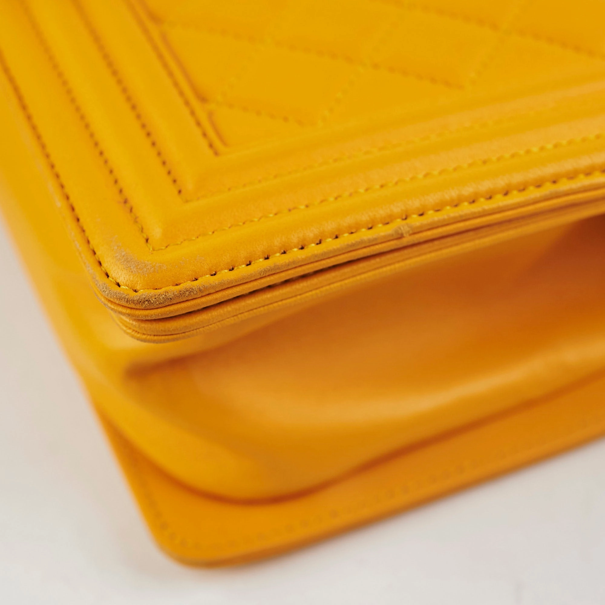 Chanel Old Medium Boy Bag Lambskin Yellow