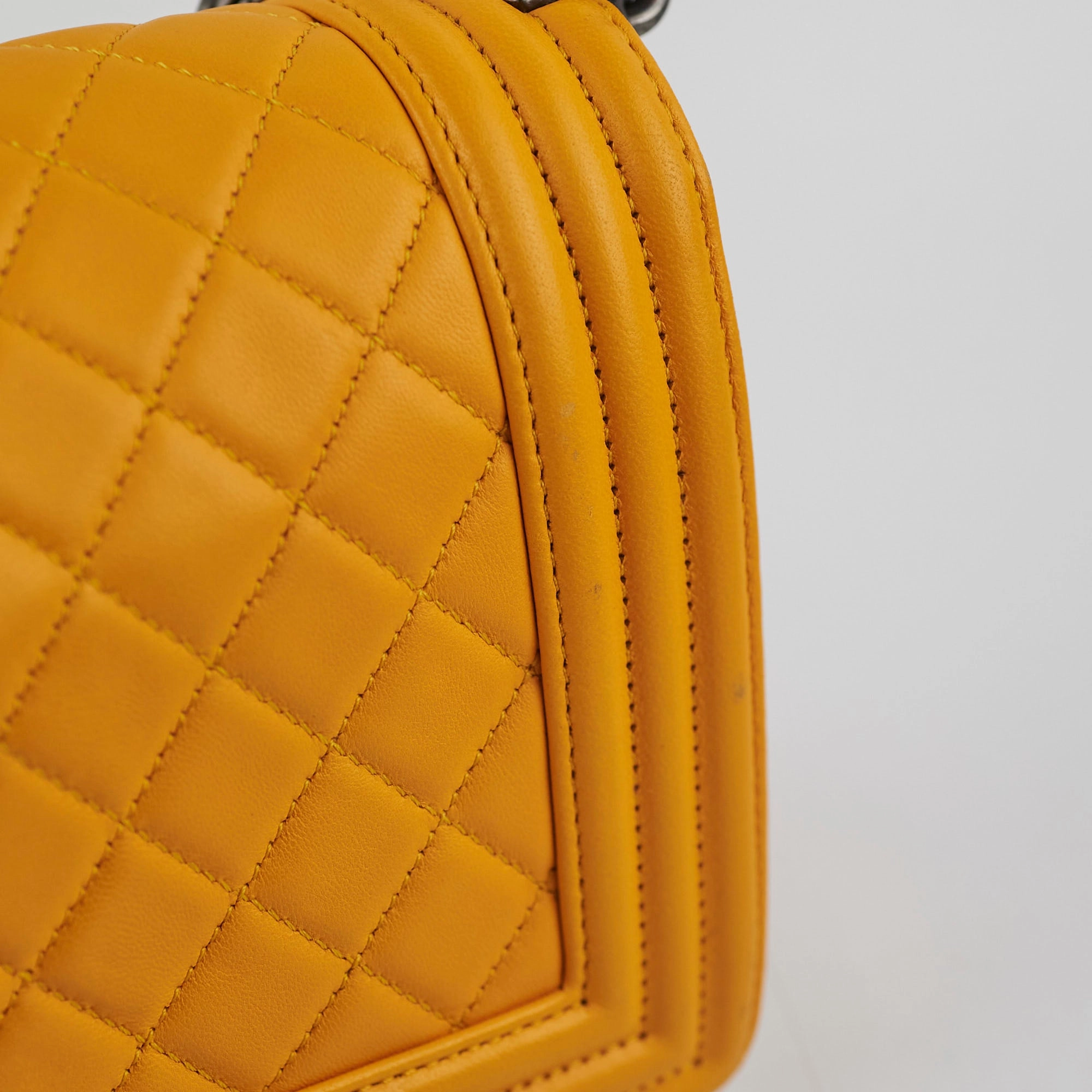 Chanel Old Medium Boy Bag Lambskin Yellow