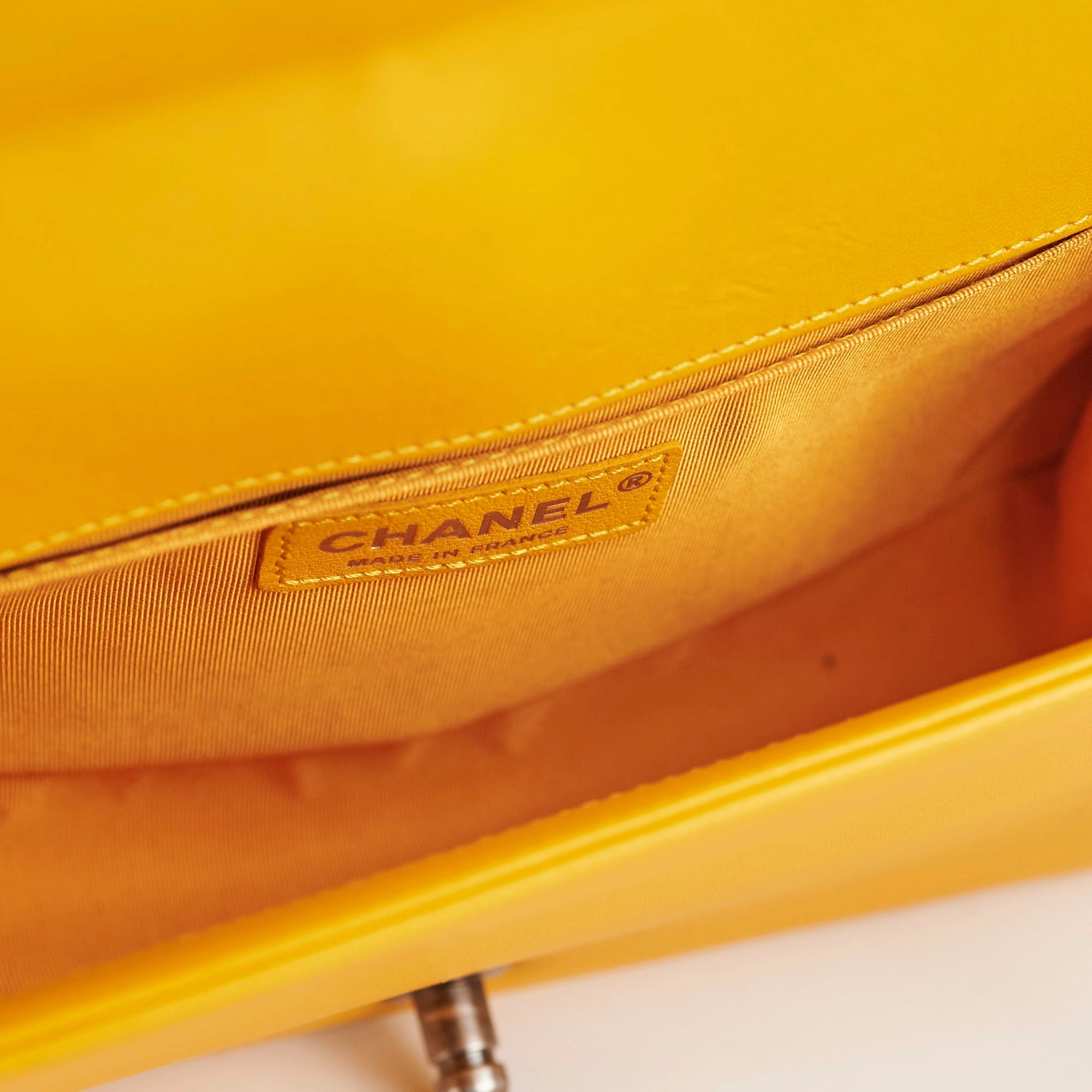 Chanel Old Medium Boy Bag Lambskin Yellow