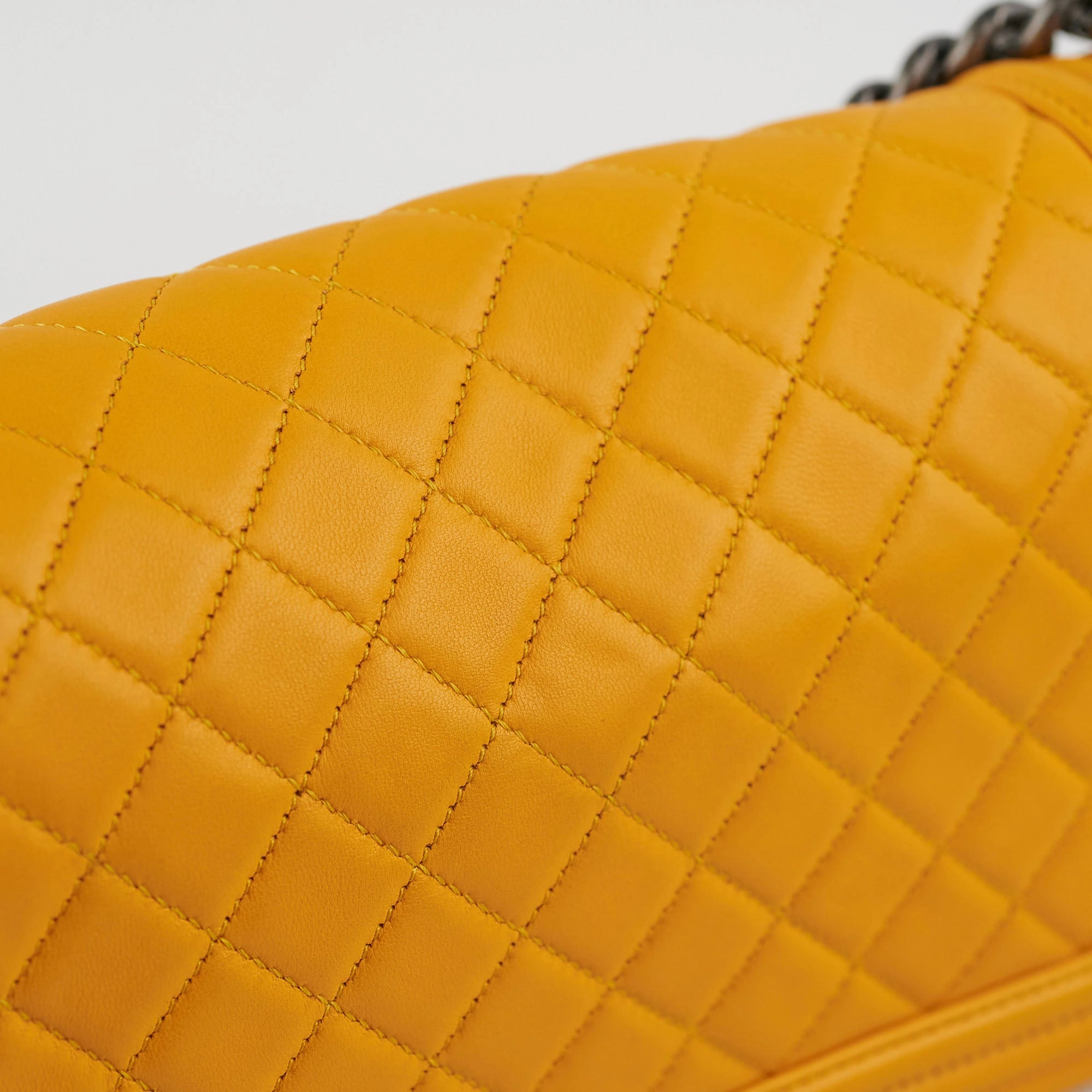 Chanel Old Medium Boy Bag Lambskin Yellow
