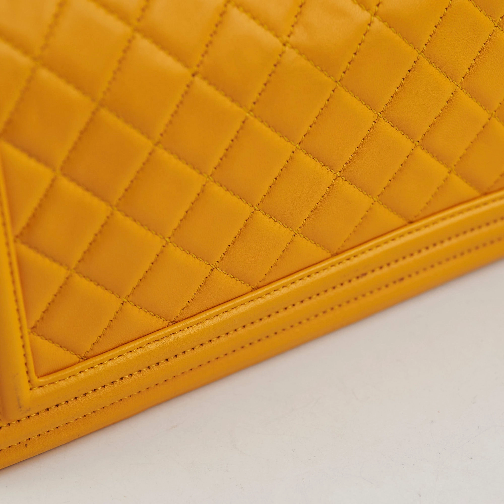 Chanel Old Medium Boy Bag Lambskin Yellow