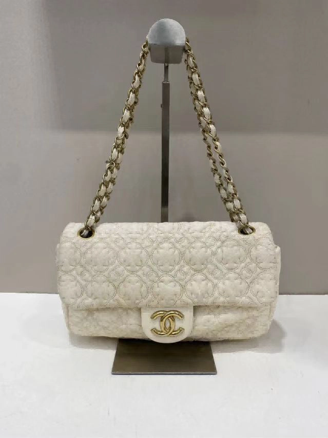 Chanel Preloved BCQ Quilted Ivory Shoulder Bag