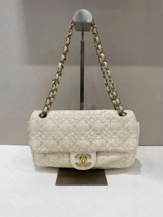 Chanel Preloved BCQ Quilted Ivory Shoulder Bag