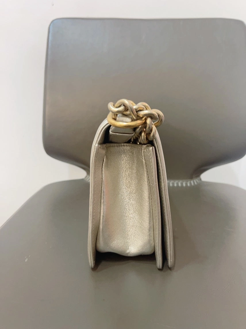 Chanel Python Leather Leboy MM in Gold Shoulder Bag