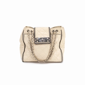 Chanel Quilted Calfskin Shoulder Bag Cream