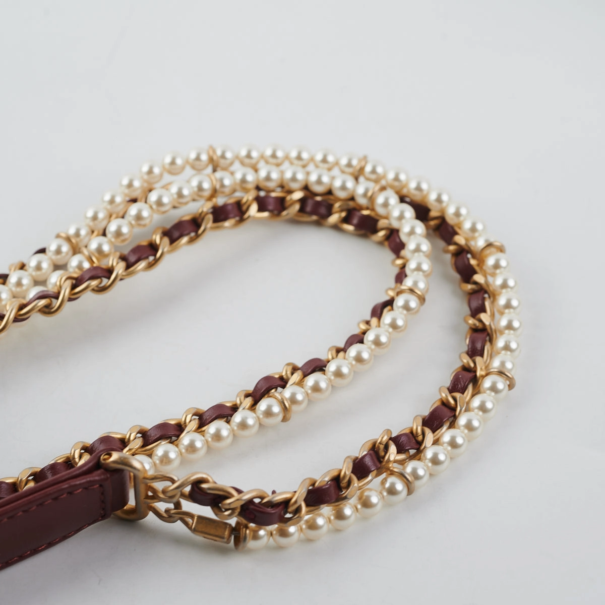 Chanel Quilted Crystal Pearls Flap Burgundy