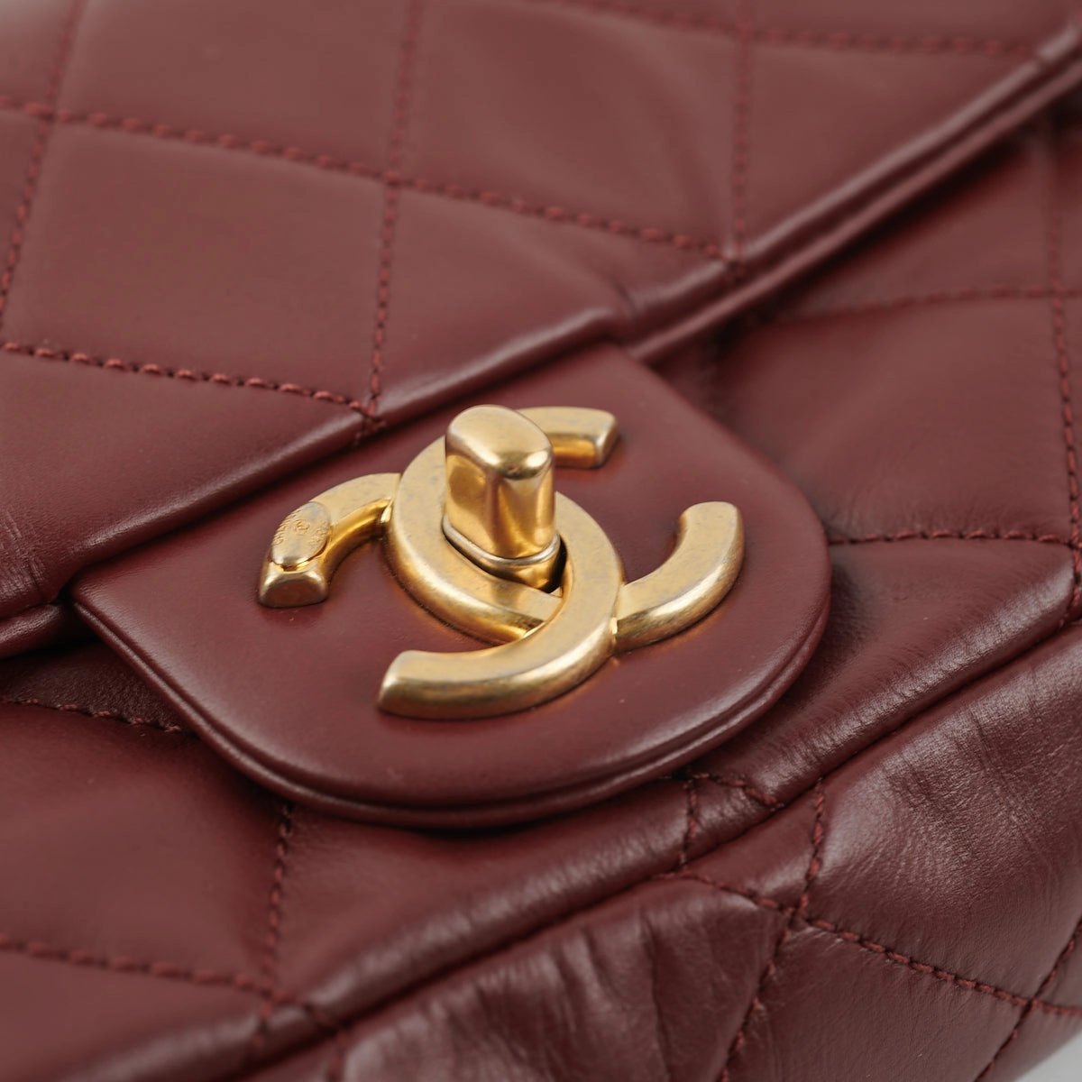 Chanel Quilted Crystal Pearls Flap Burgundy