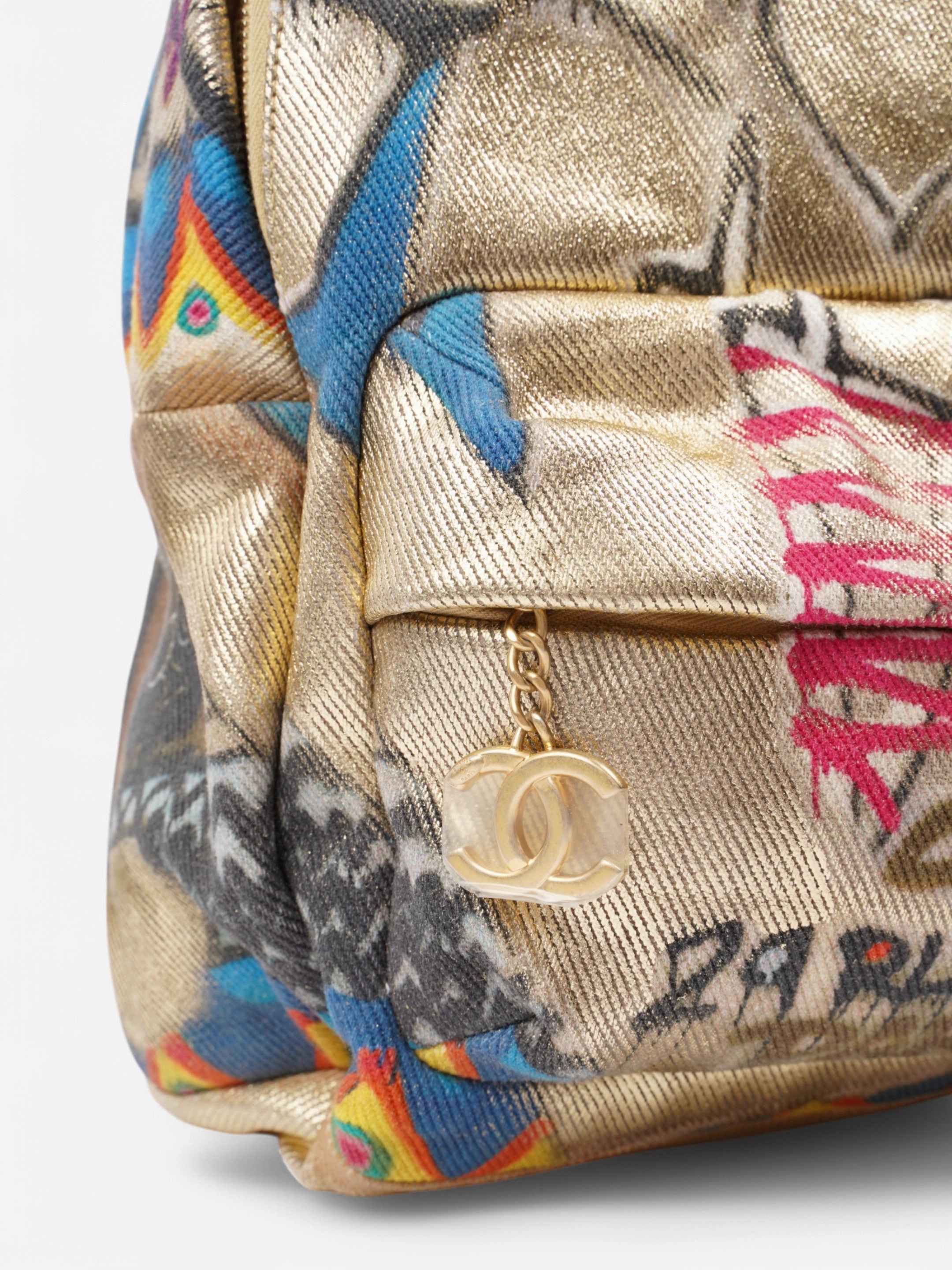 Chanel "Street Spirit" Graffiti Print Backpack Gold / Multicolour Canvas