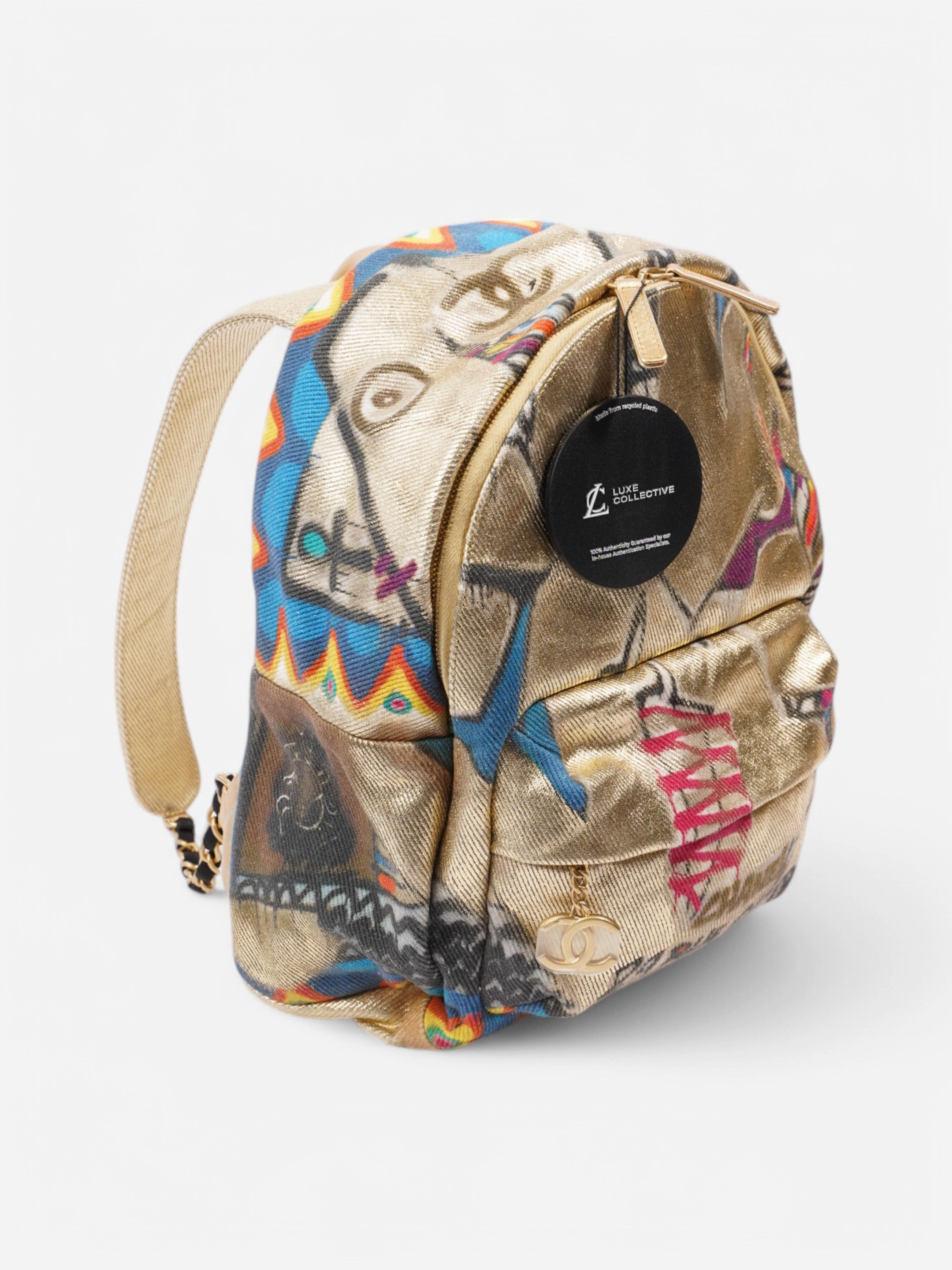 Chanel "Street Spirit" Graffiti Print Backpack Gold / Multicolour Canvas