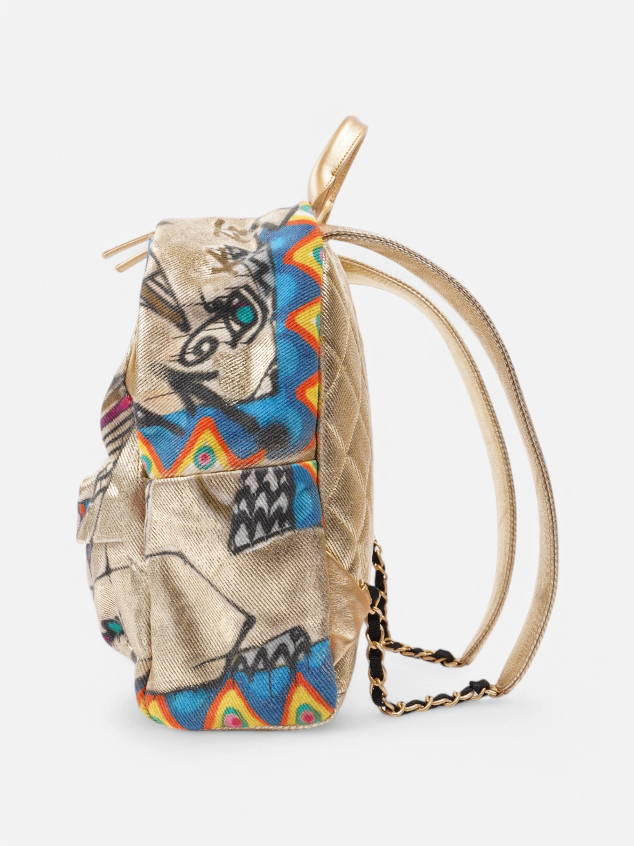 Chanel "Street Spirit" Graffiti Print Backpack Gold / Multicolour Canvas