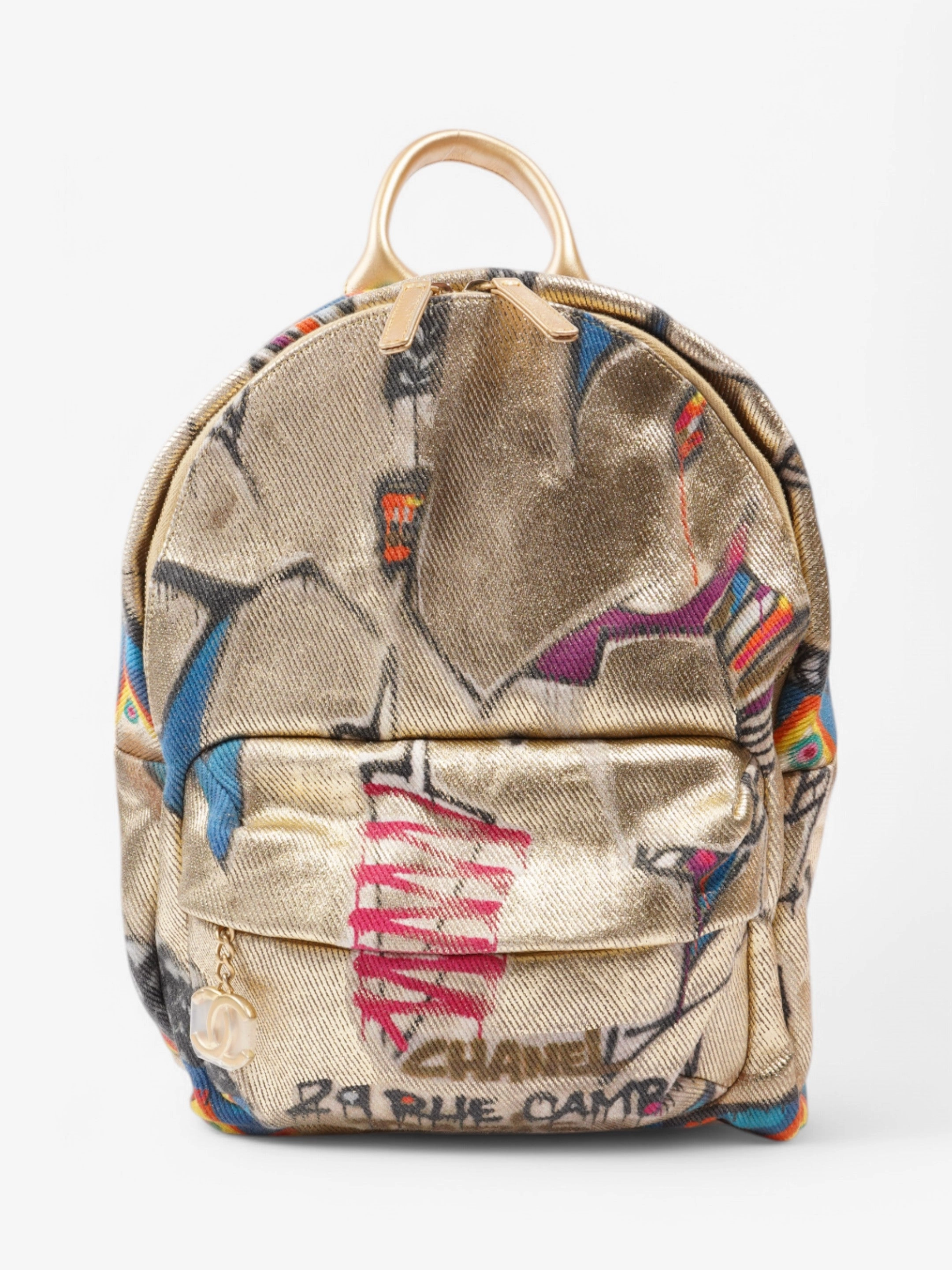 Chanel "Street Spirit" Graffiti Print Backpack Gold / Multicolour Canvas