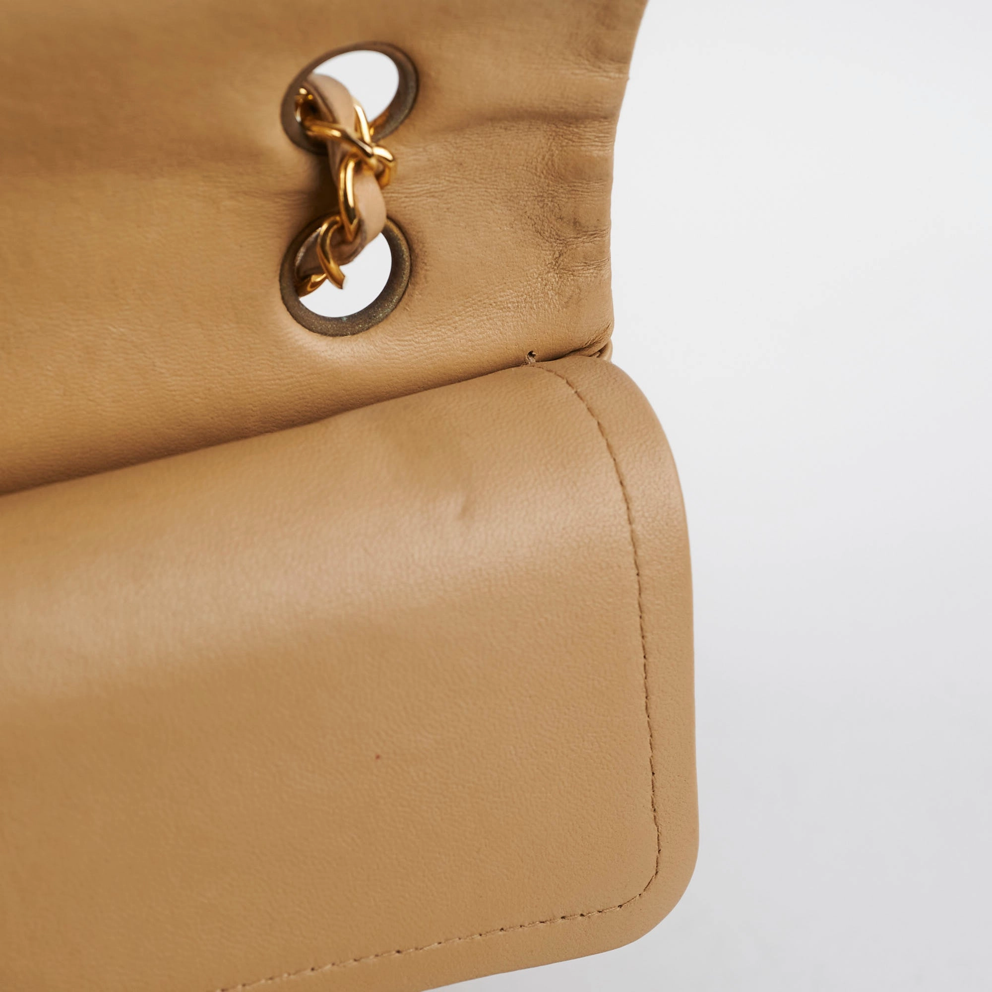 Chanel Vintage Square Double Flap Beige Lambskin - Series 1