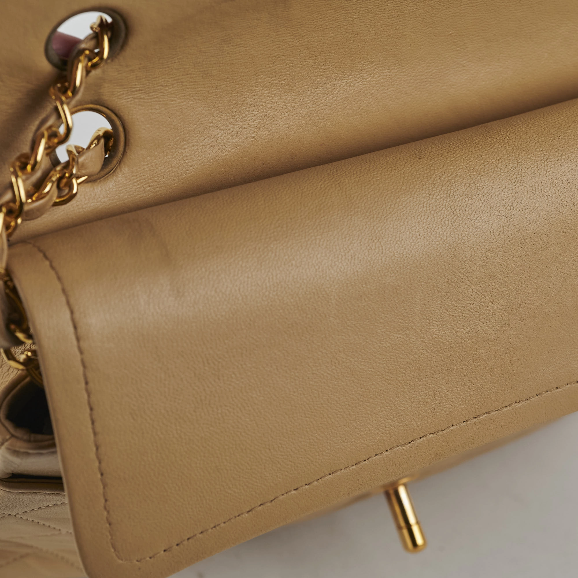 Chanel Vintage Square Double Flap Beige Lambskin - Series 1