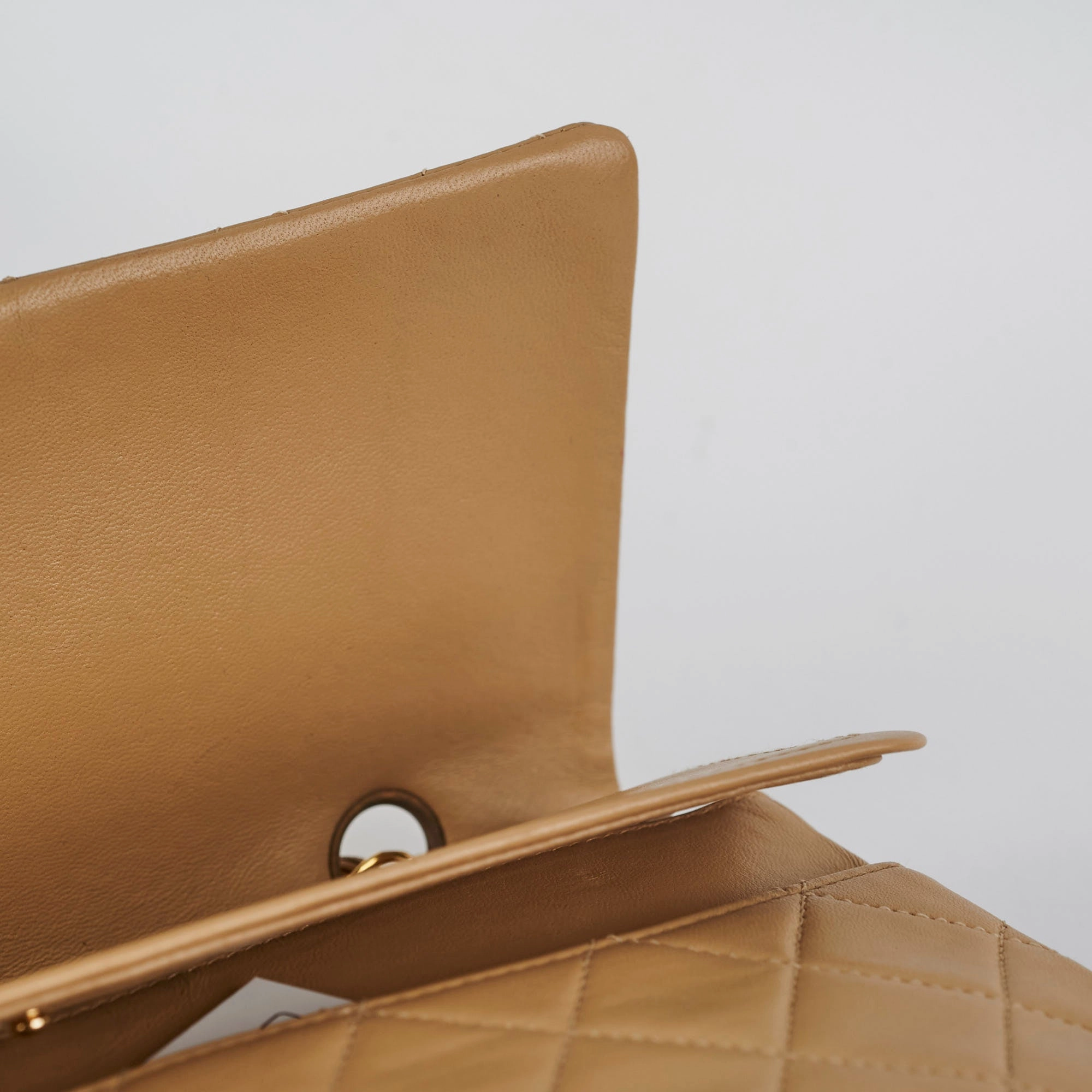 Chanel Vintage Square Double Flap Beige Lambskin - Series 1