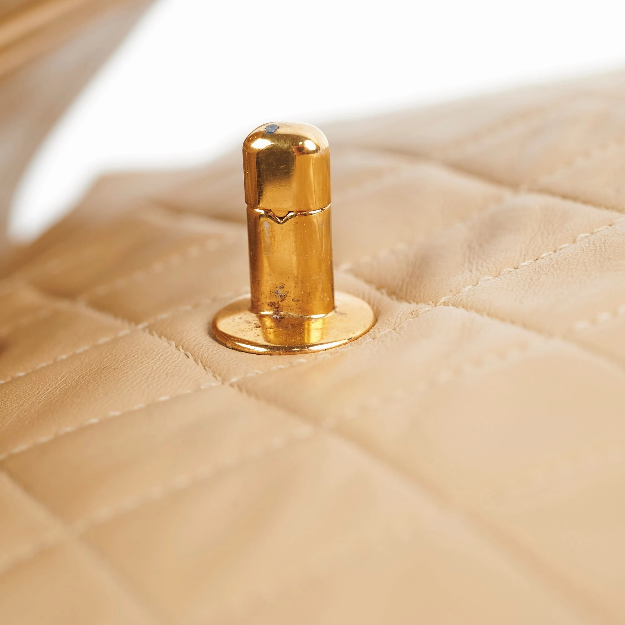 Chanel Vintage Square Double Flap Beige Lambskin - Series 1