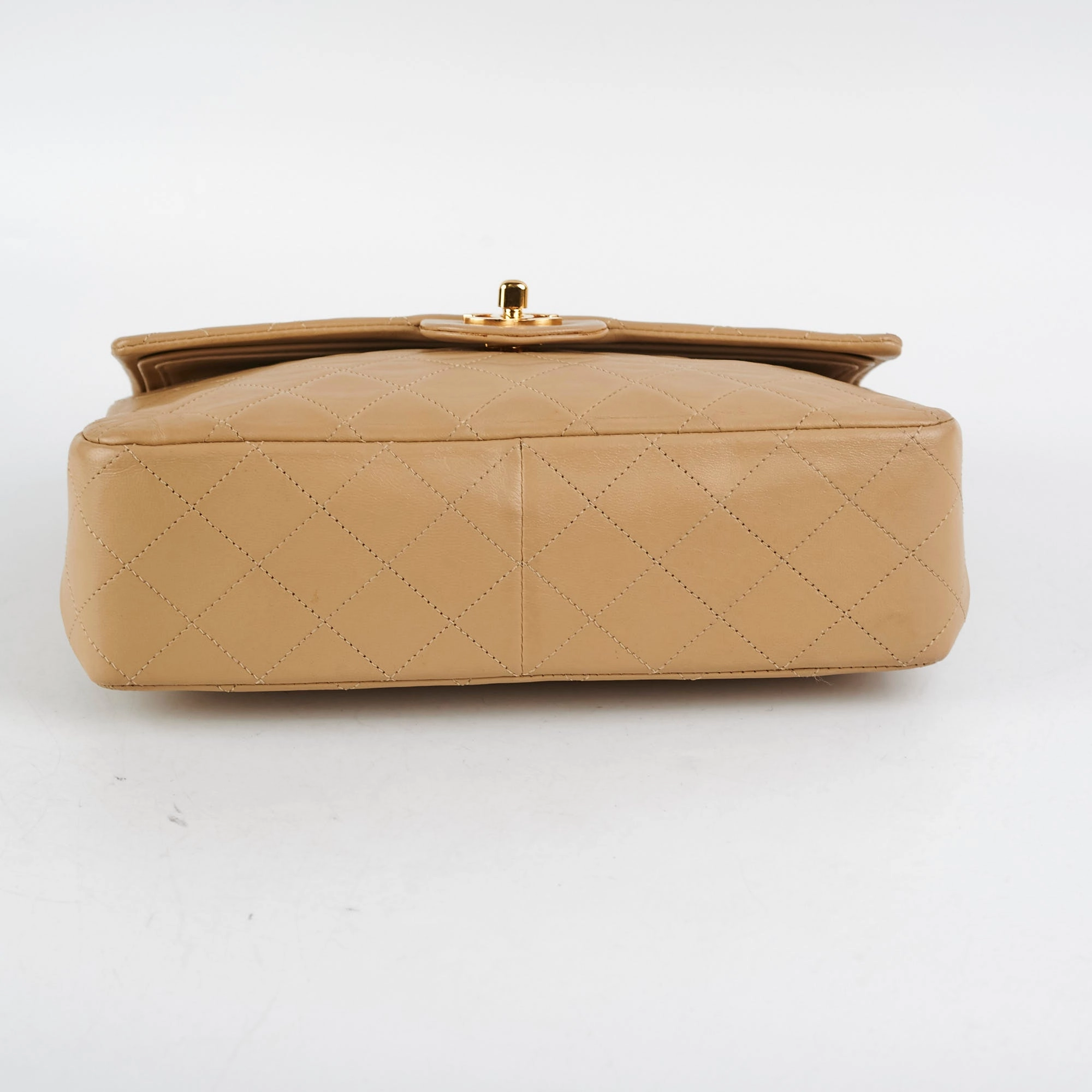Chanel Vintage Square Double Flap Beige Lambskin - Series 1