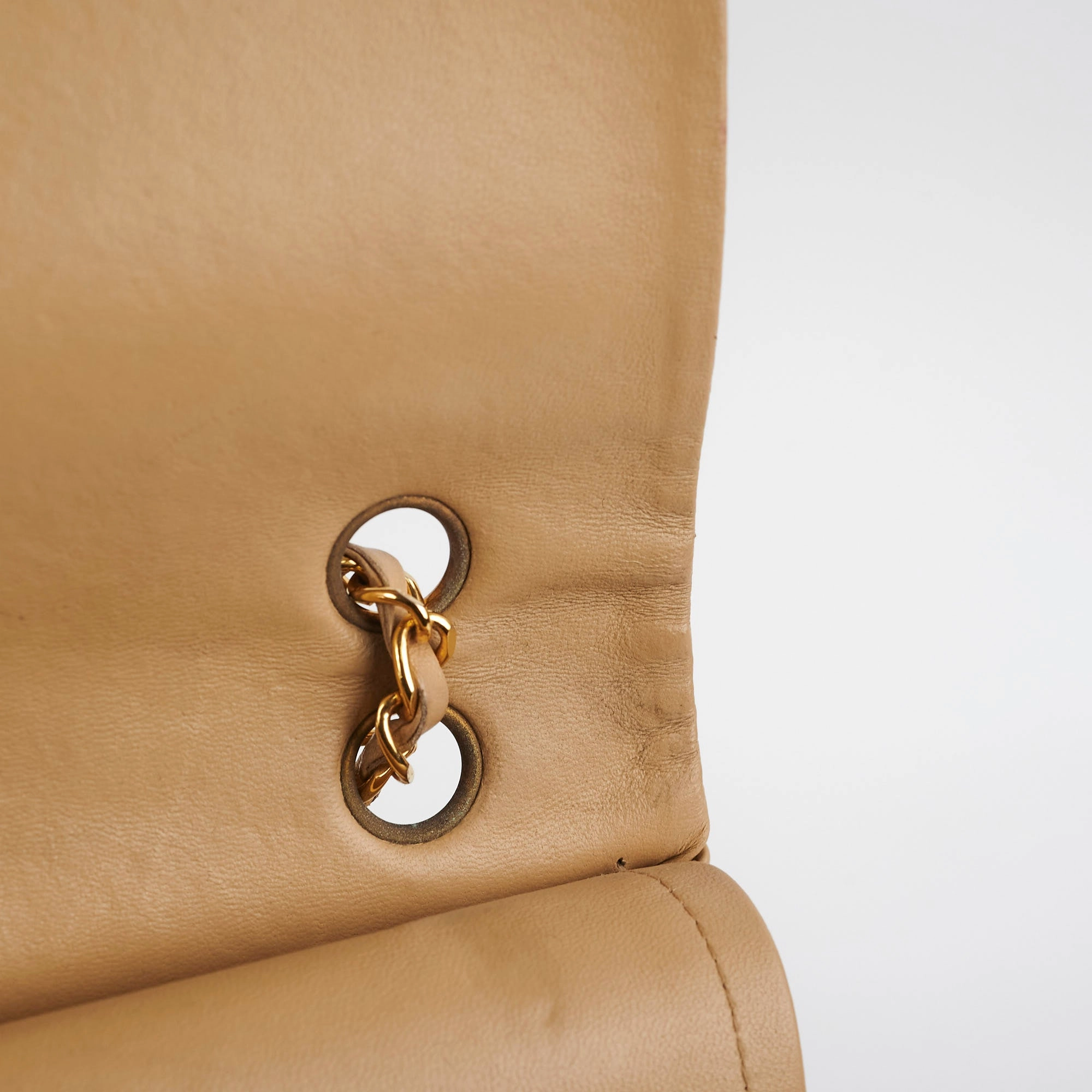 Chanel Vintage Square Double Flap Beige Lambskin - Series 1