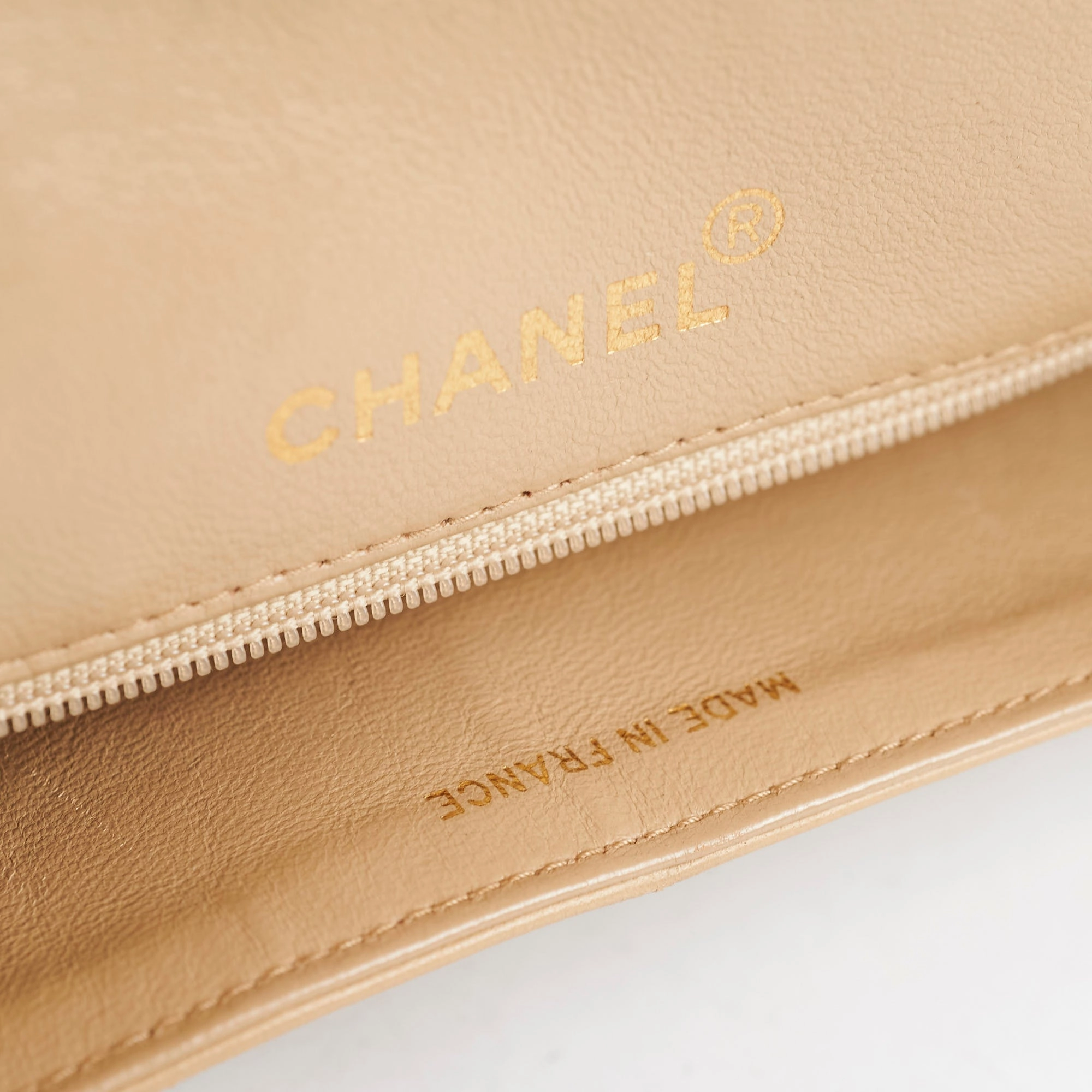 Chanel Vintage Square Double Flap Beige Lambskin - Series 1