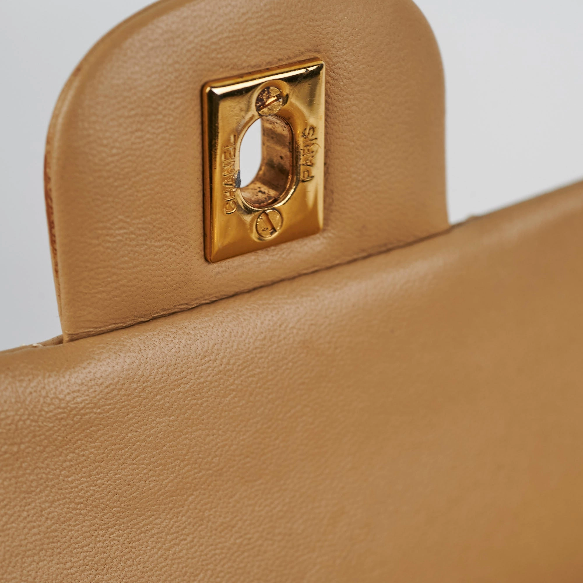 Chanel Vintage Square Double Flap Beige Lambskin - Series 1