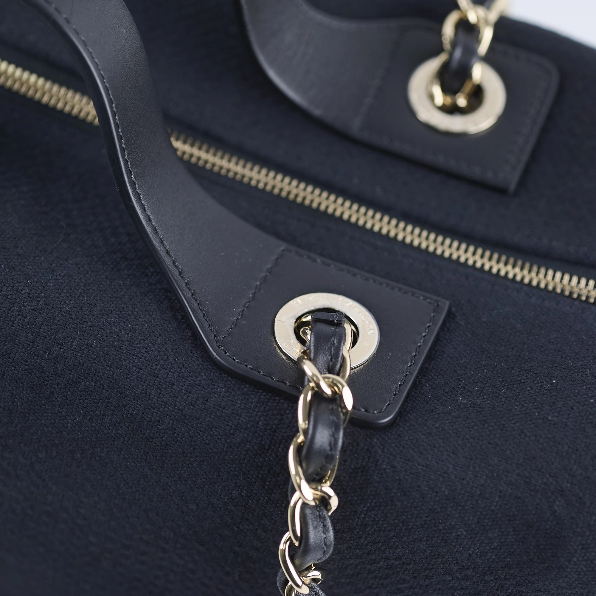 Chanel Zip Deauville Bag Navy Microchip