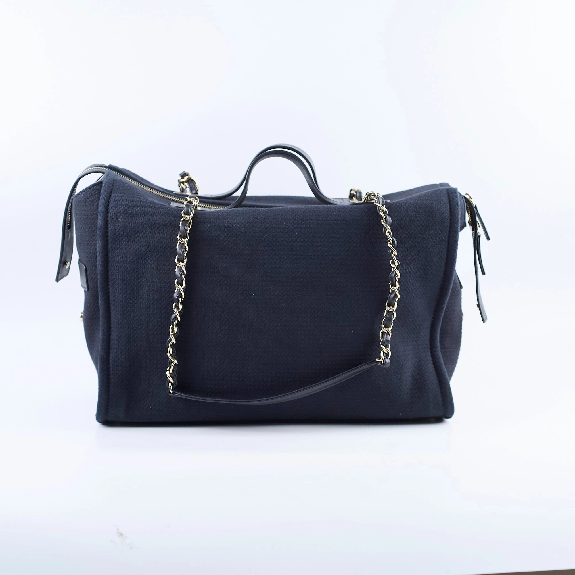 Chanel Zip Deauville Bag Navy Microchip