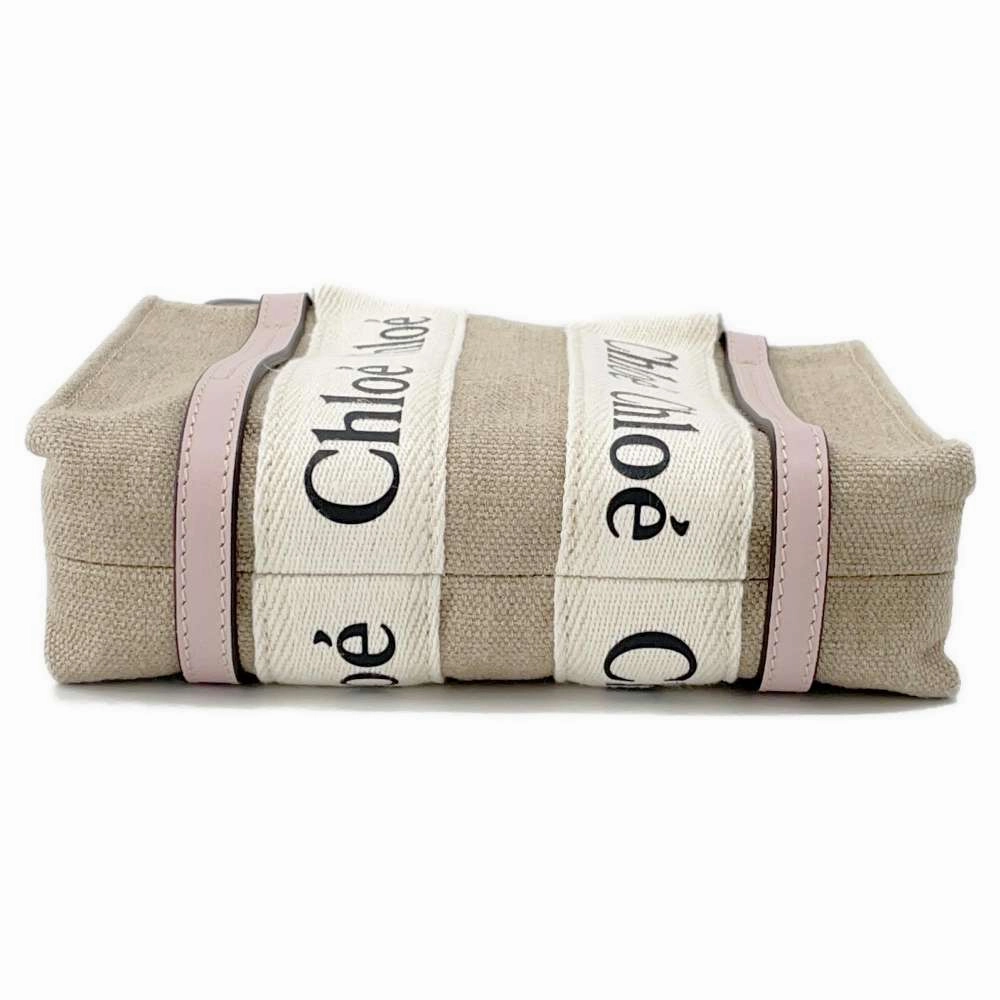 Chloe Woody 2WAY Shoulder Bag Beige/PinkCHC22AP237 Canvas Leather Size Mini
