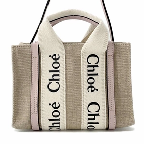 Chloe Woody 2WAY Shoulder Bag Beige/PinkCHC22AP237 Canvas Leather Size Mini