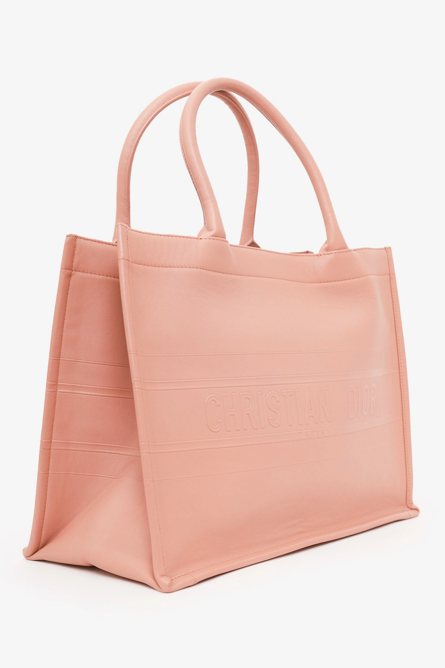 Christian Dior 2020 Pink Oblique Embossed Leather Medium Book Tote
