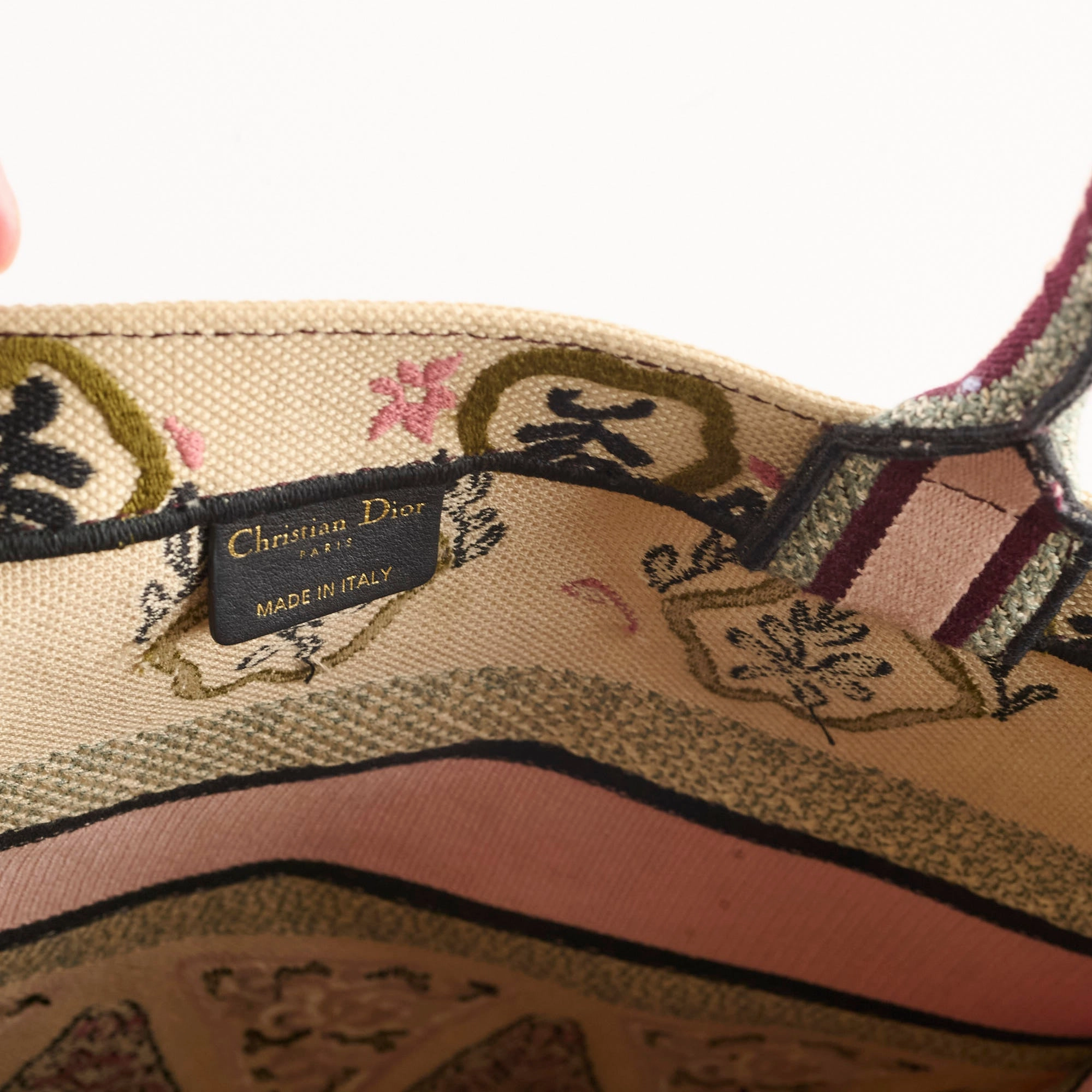 Christian Dior Canvas Embroidered Geometric Medium Book Tote