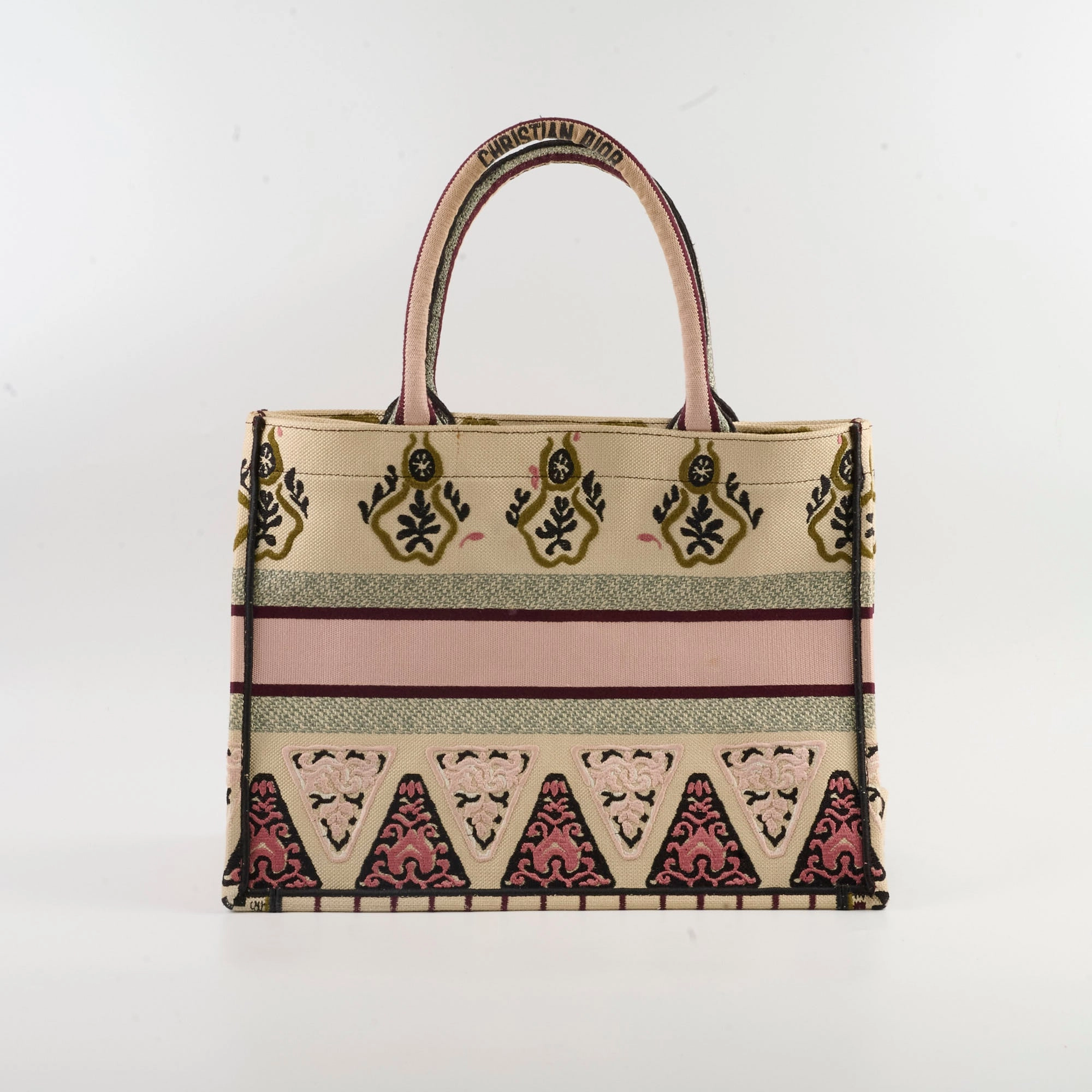 Christian Dior Canvas Embroidered Geometric Medium Book Tote