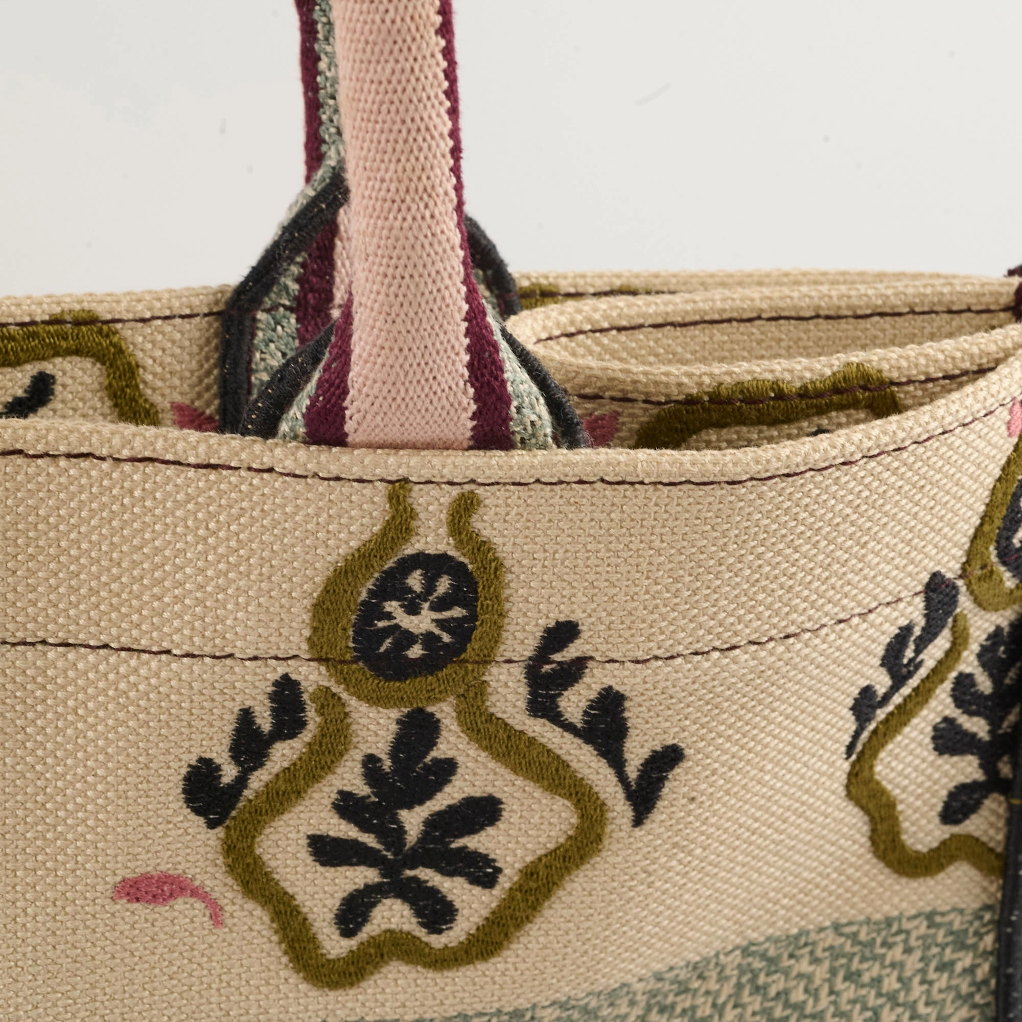 Christian Dior Canvas Embroidered Geometric Medium Book Tote