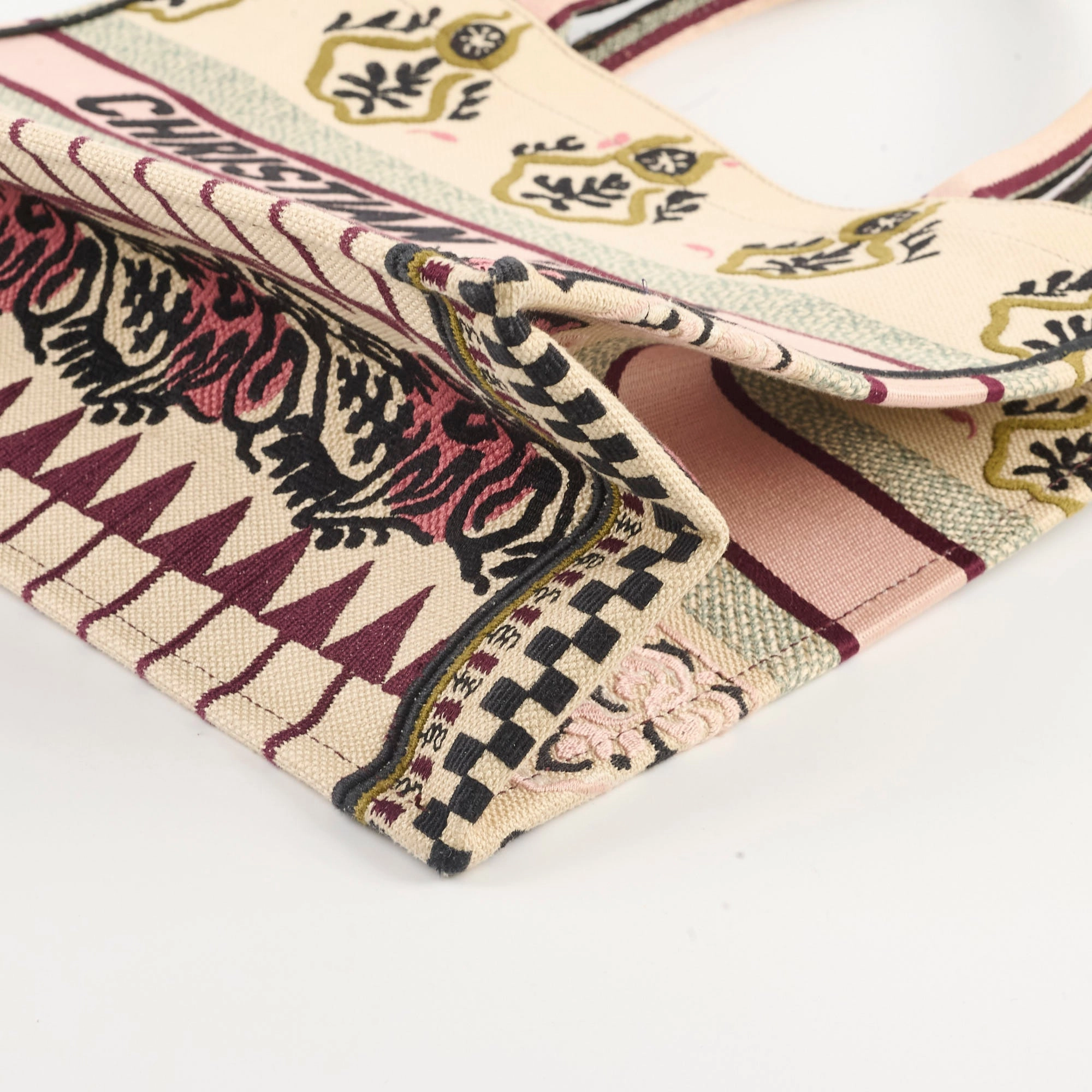 Christian Dior Canvas Embroidered Geometric Medium Book Tote
