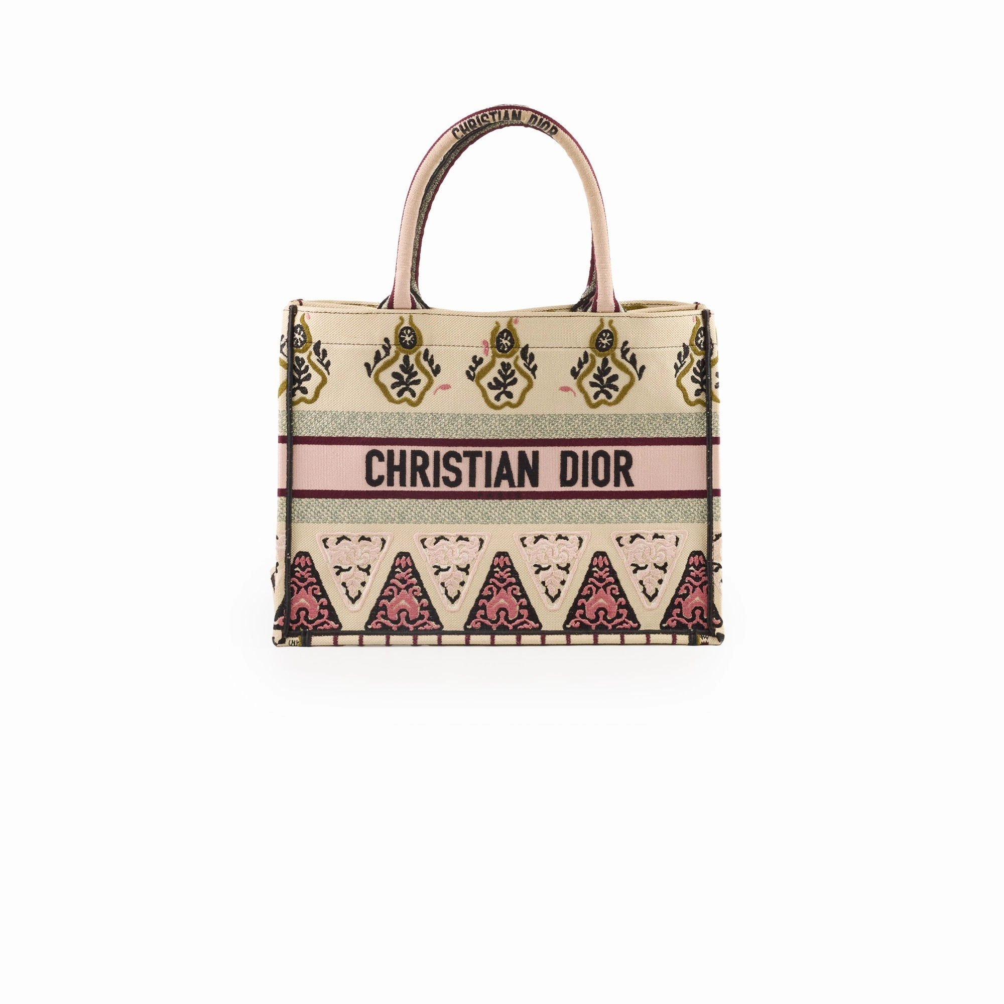 Christian Dior Canvas Embroidered Geometric Medium Book Tote