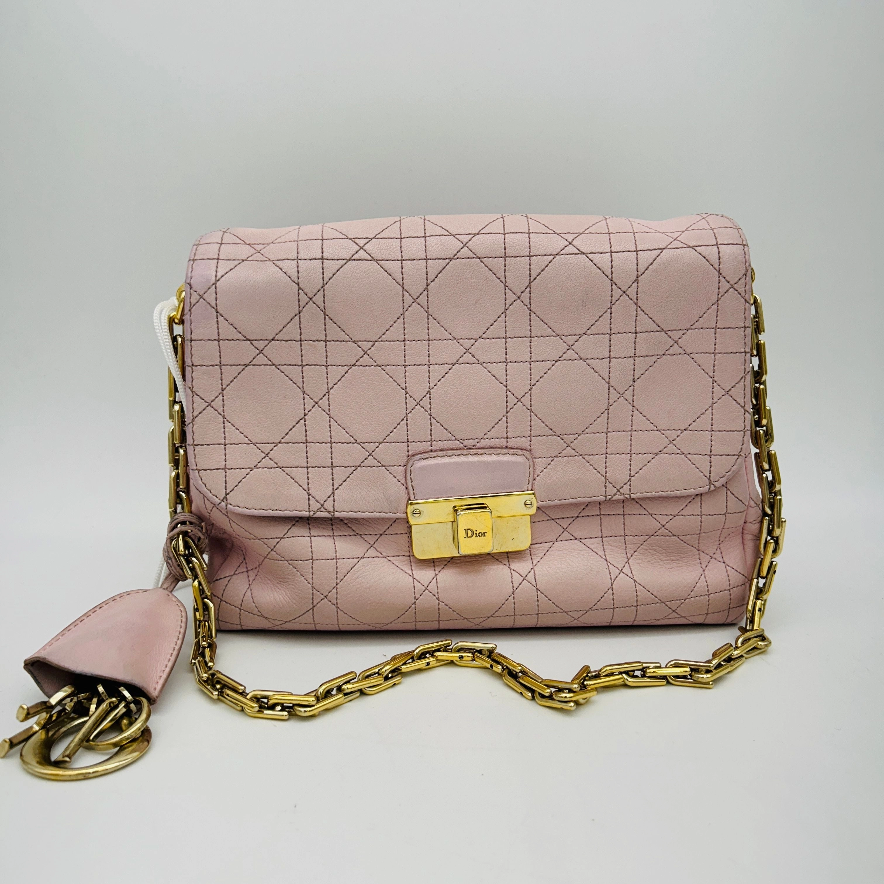 Christian Dior Diorling Flap Shoulder Bag Shoulder bag in Calfskin, Light Gold Hardware  LA24534