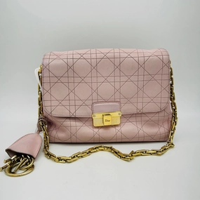 Christian Dior Diorling Flap Shoulder Bag Shoulder bag in Calfskin, Light Gold Hardware  LA24534